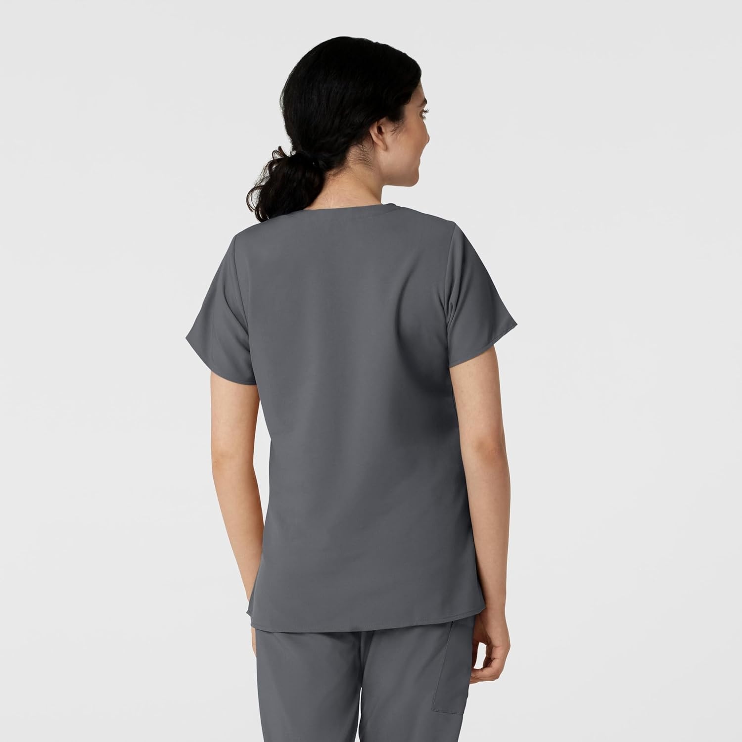 WINK W123 Women’s Basic V-Neck Scrub Top(Pewter)