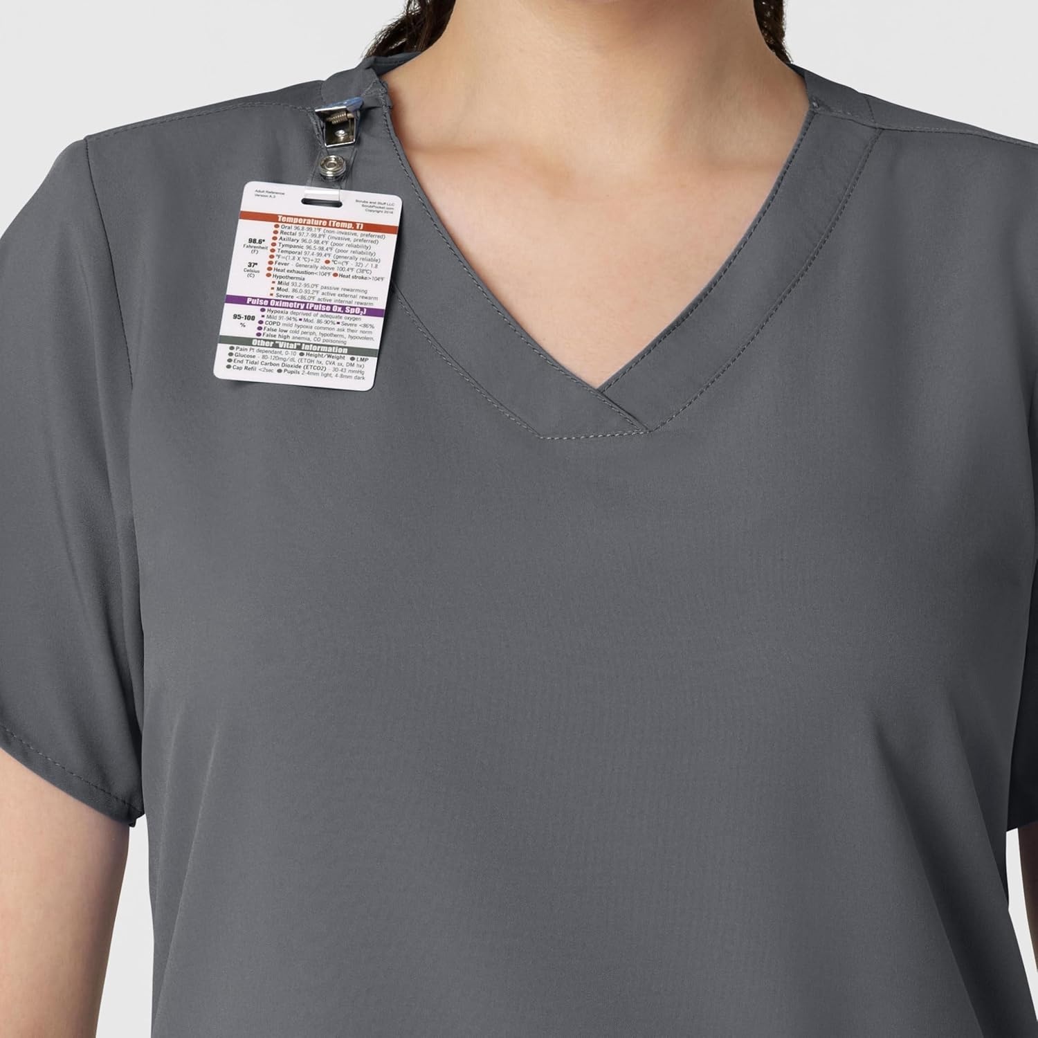 WINK W123 Women’s Basic V-Neck Scrub Top(Pewter)