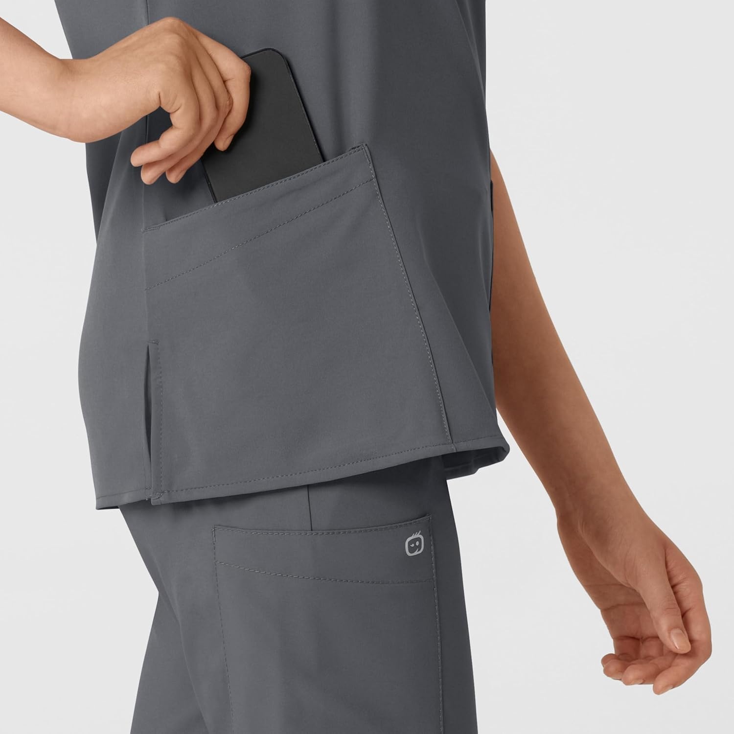 WINK W123 Women’s Basic V-Neck Scrub Top(Pewter)