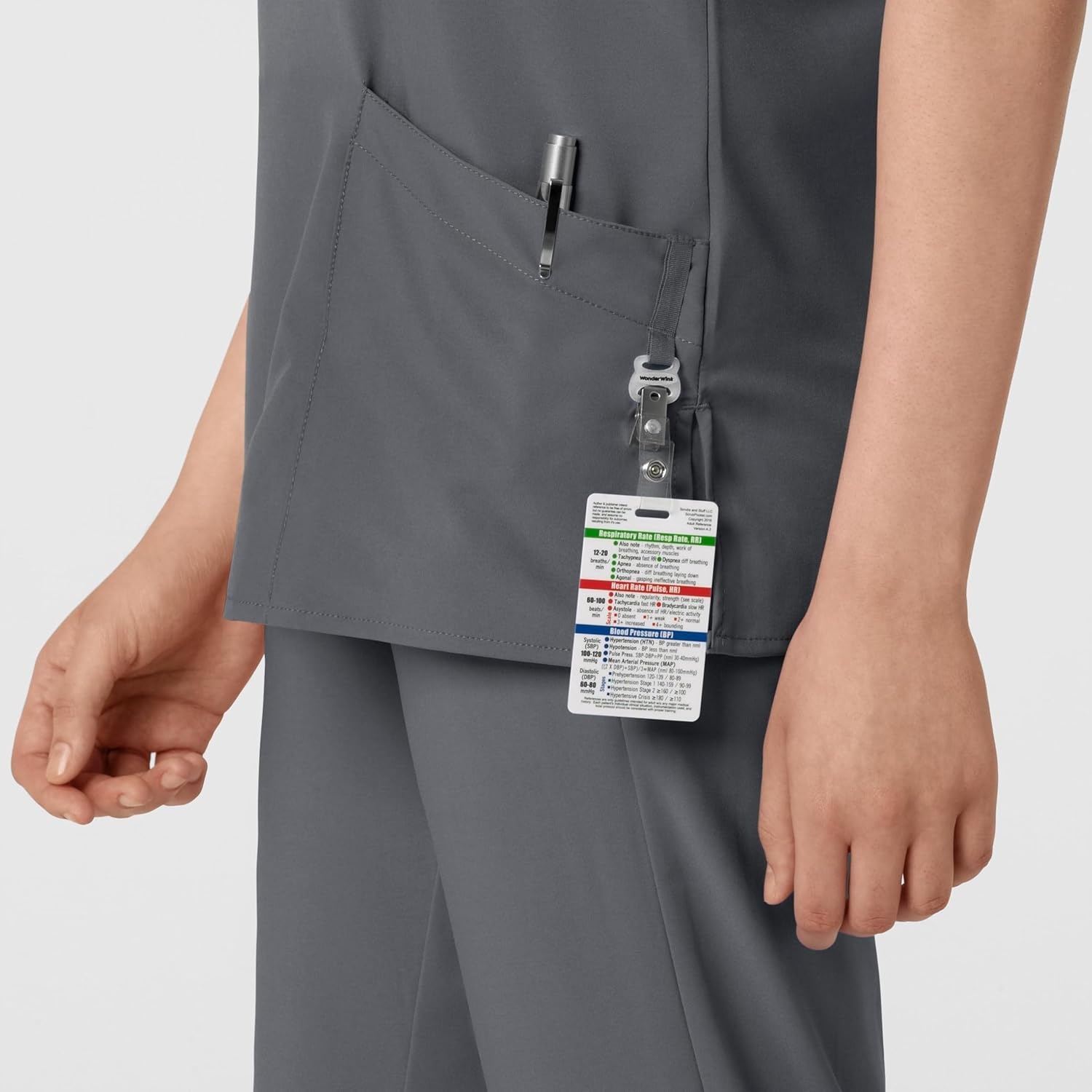 WINK W123 Women’s Basic V-Neck Scrub Top(Pewter)