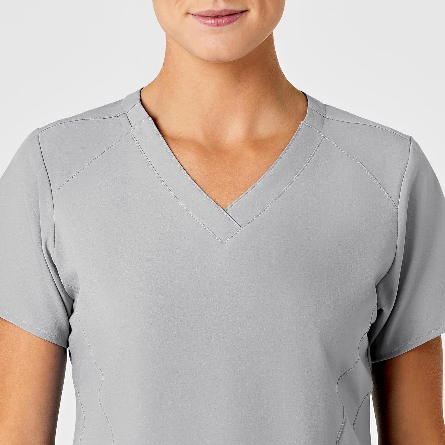 Wink Scrubs for Women, W123, Stylized Vneck Tops with 5 Pockets(Grey)