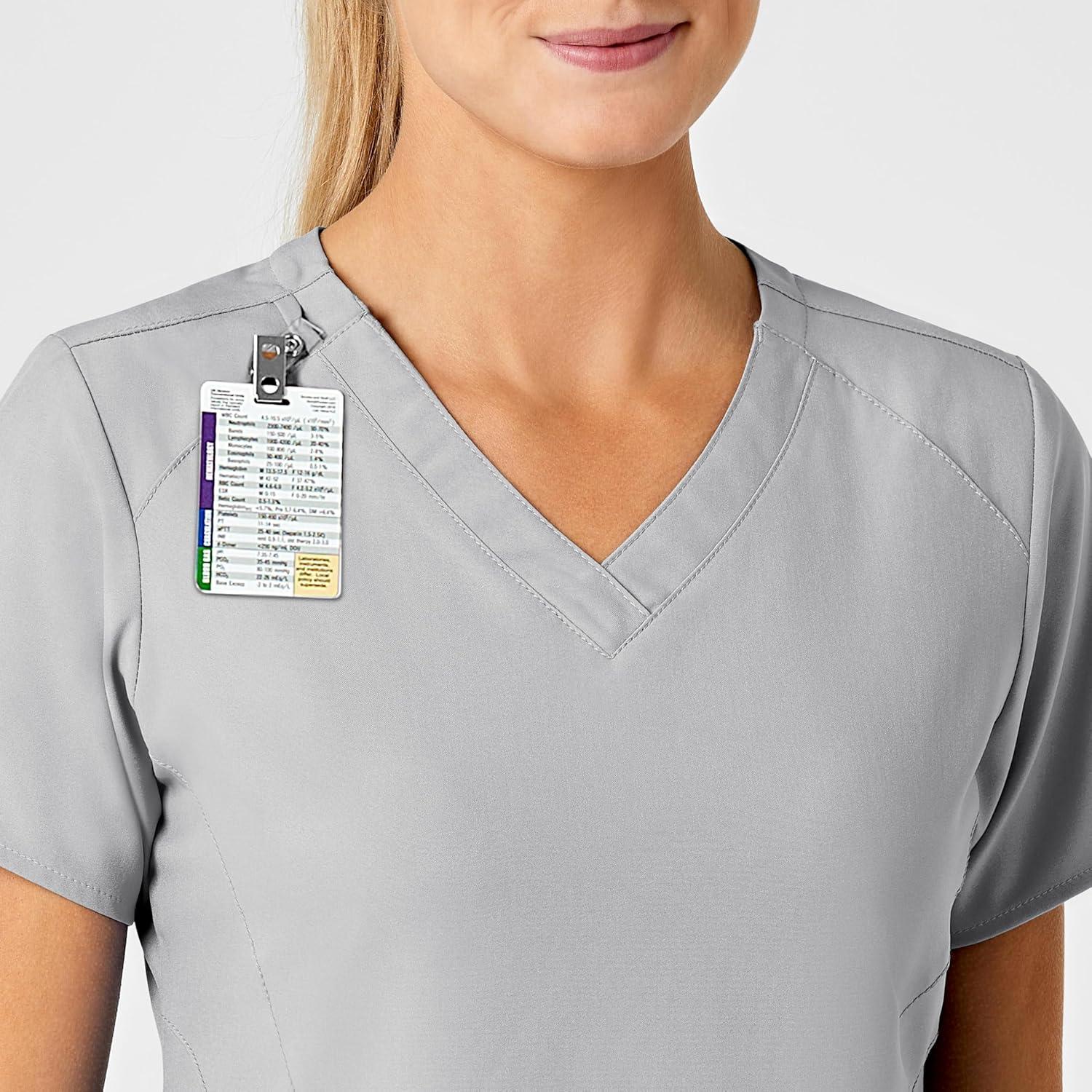 Wink Scrubs for Women, W123, Stylized Vneck Tops with 5 Pockets(Grey)