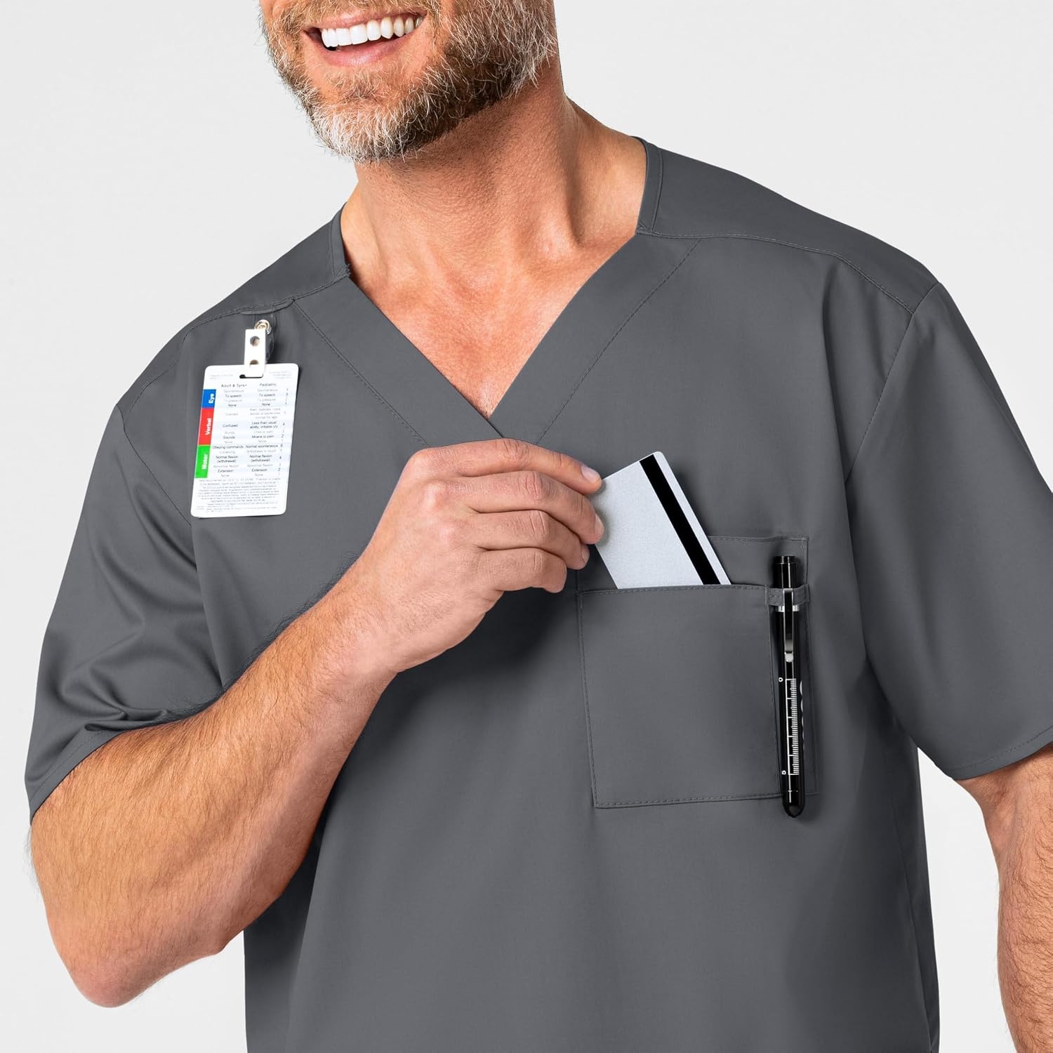 WonderWink Men’s Big Wonderwork Big Men’s V Neck Scrub Top(Pewter)