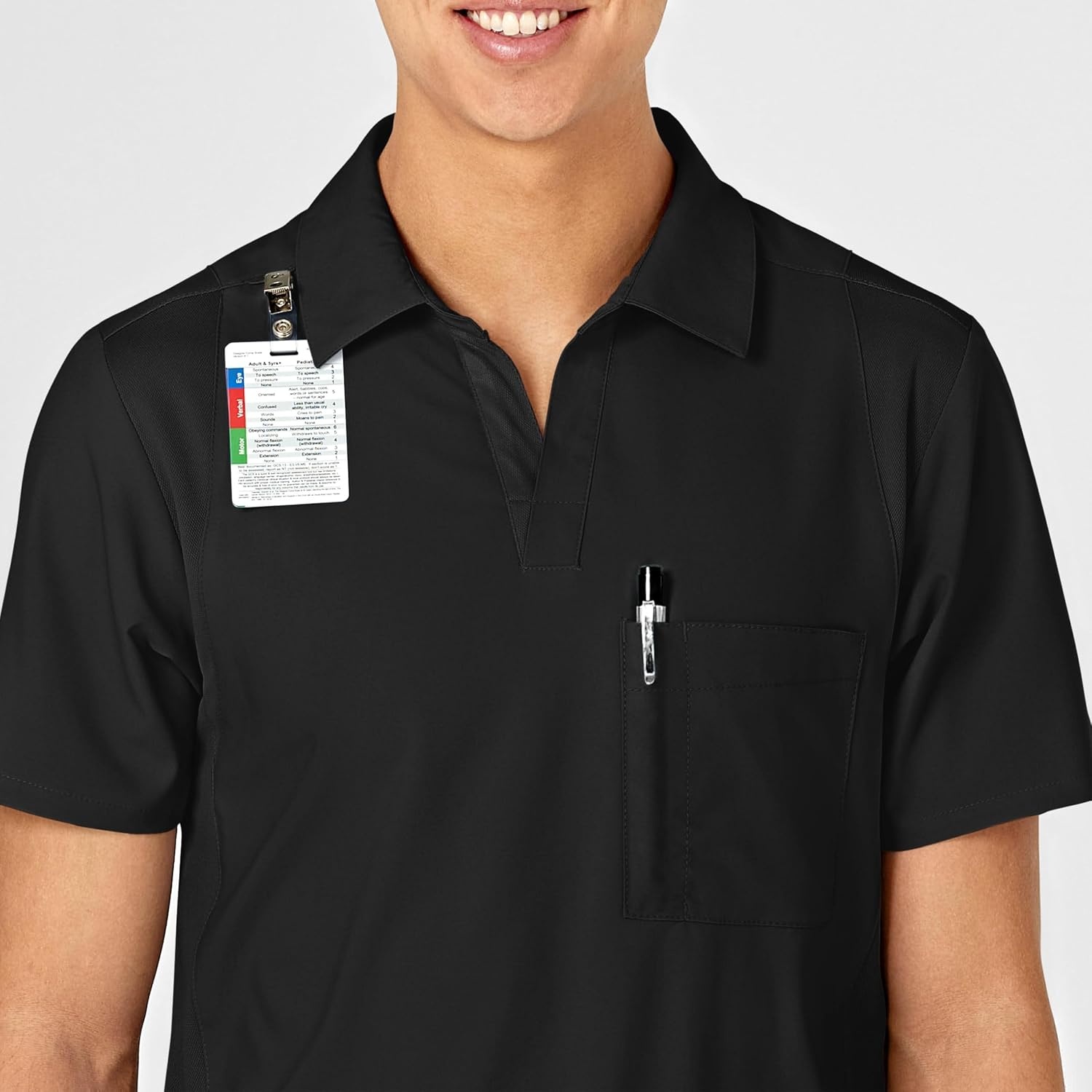 Wink W123 Men’s Collar Scrub Top(Black)