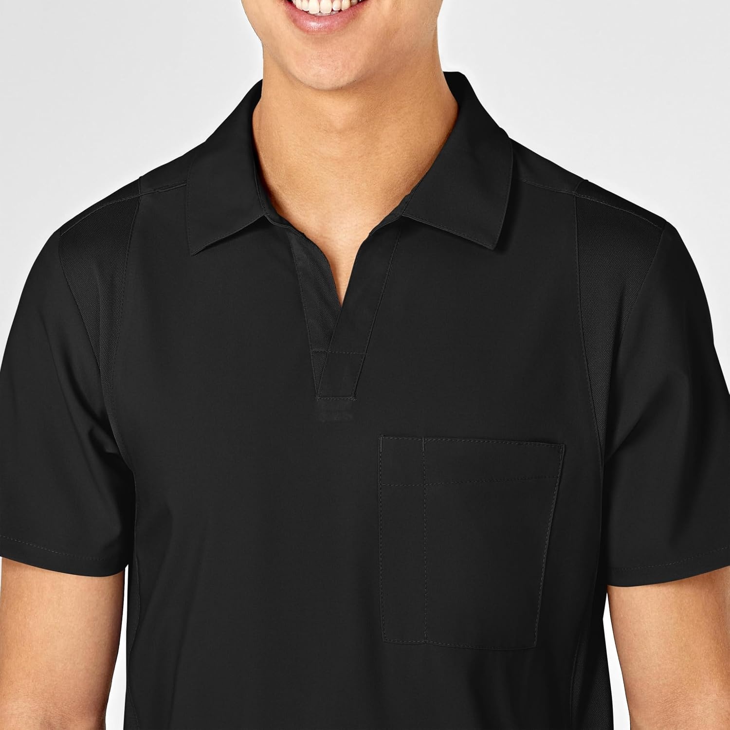 Wink W123 Men’s Collar Scrub Top(Black)