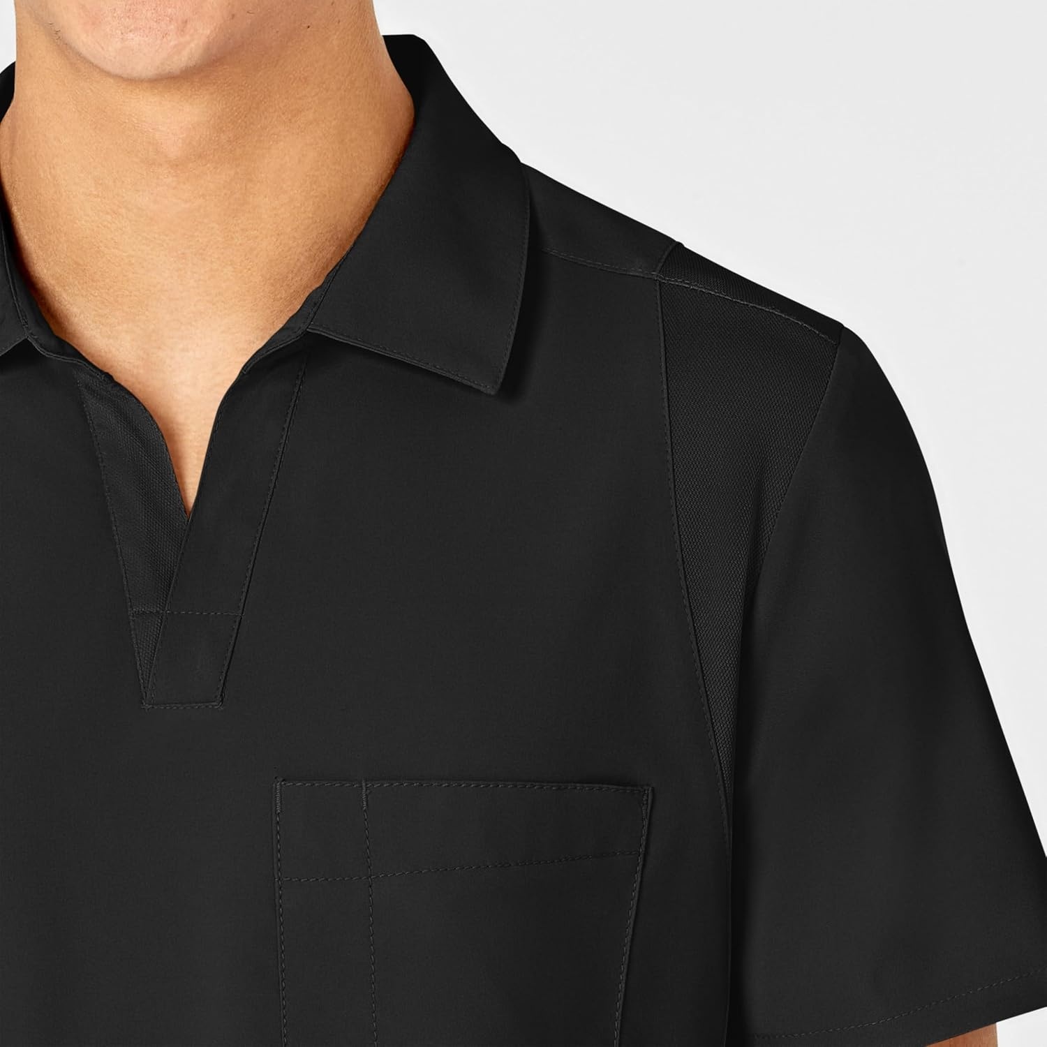 Wink W123 Men’s Collar Scrub Top(Black)