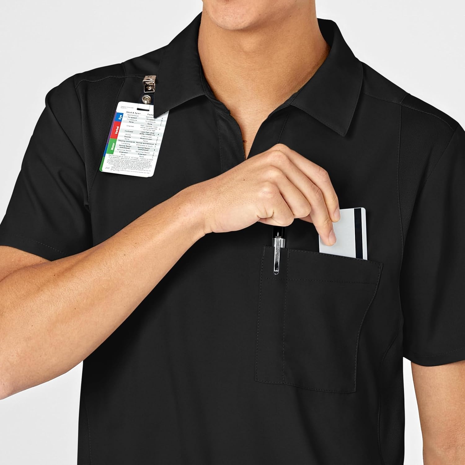 Wink W123 Men’s Collar Scrub Top(Black)