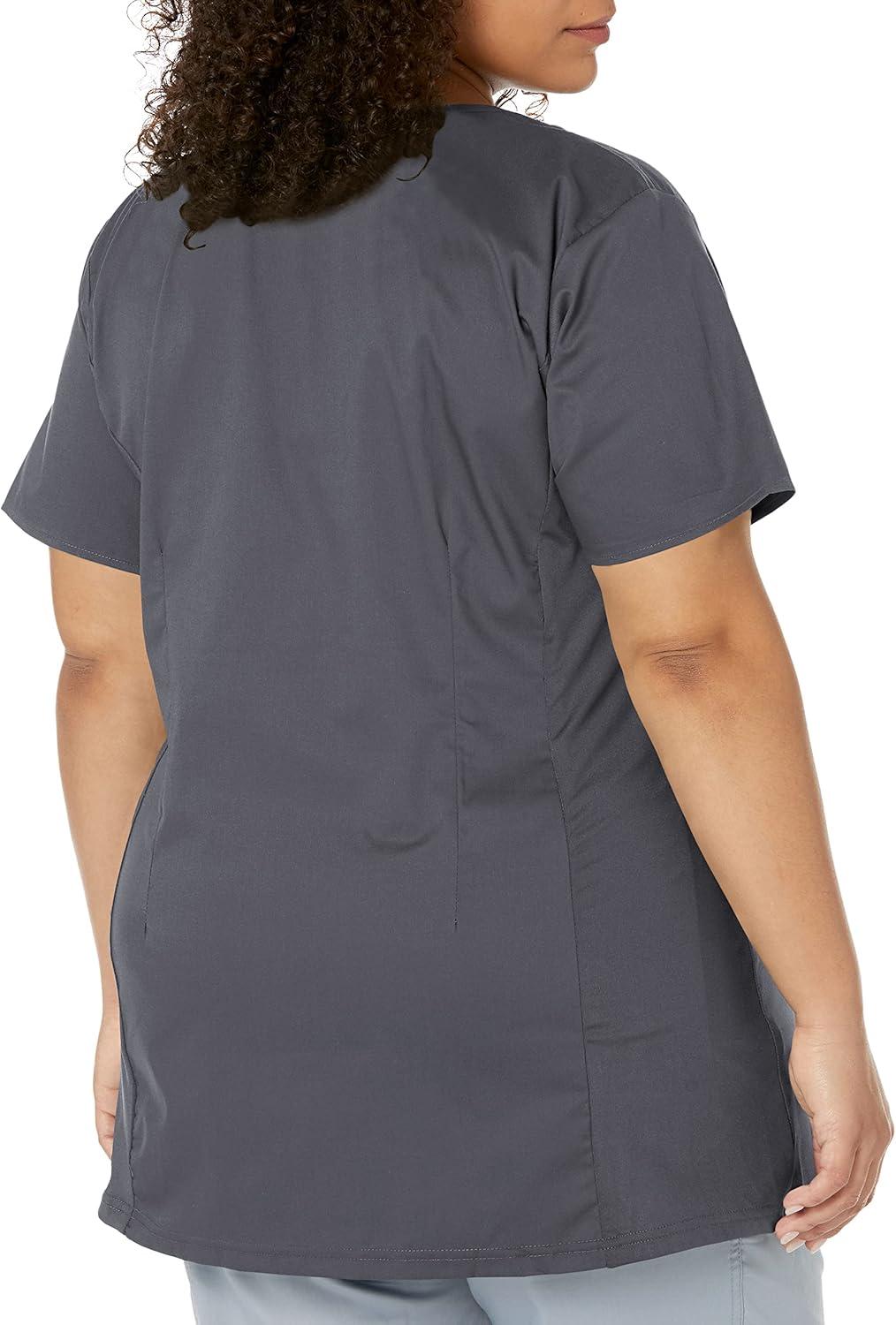 Wink WonderWORK Scrubs for Maternity Mock Wrap Scrub Tops(Pewter)