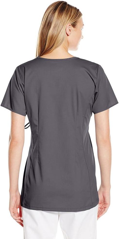 Wink WonderWORK Scrubs for Maternity Mock Wrap Scrub Tops(Pewter)