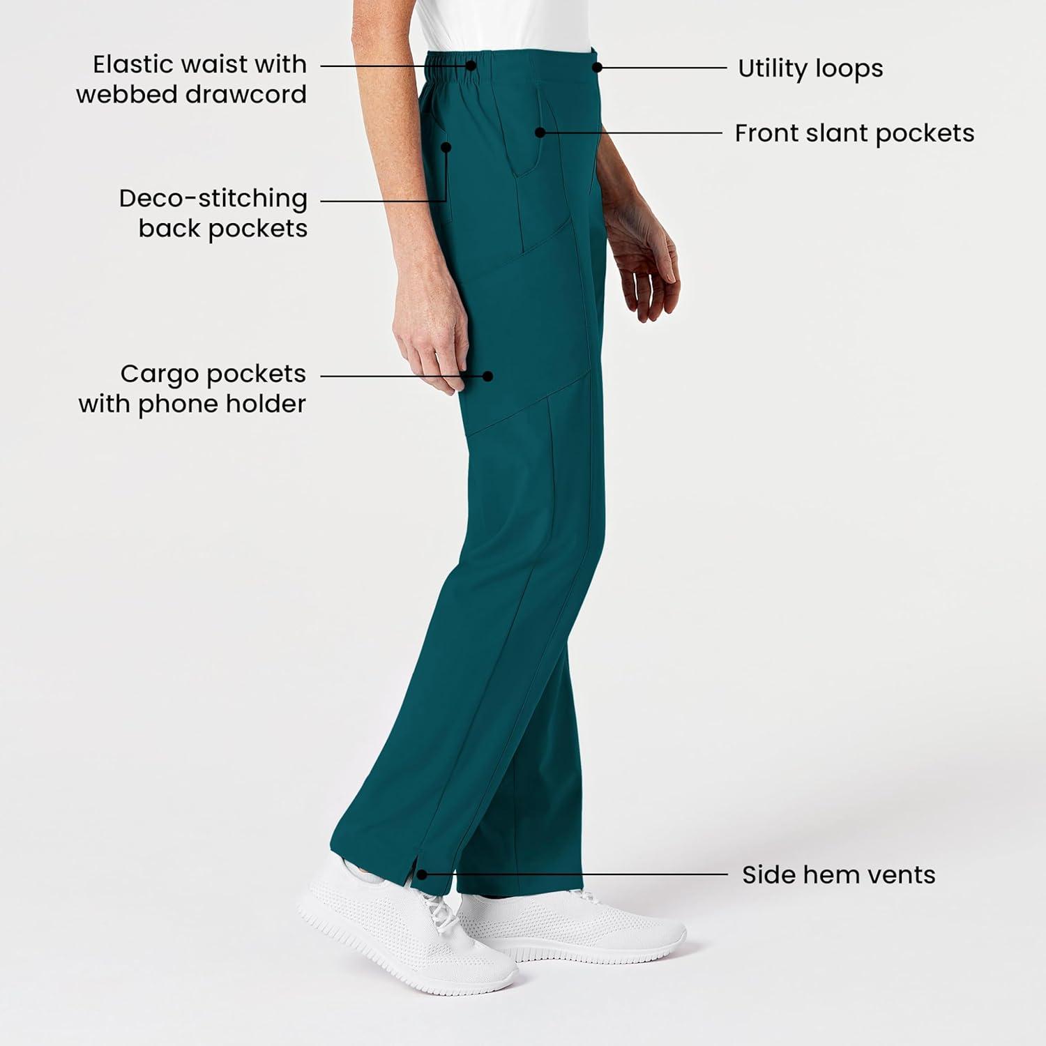WonderWink womens Women’s Flat Front Cargo Scrub Pant(Caribbean Blue)