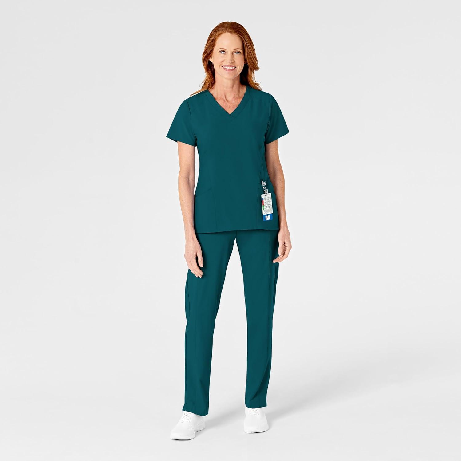 WonderWink womens Women’s Flat Front Cargo Scrub Pant(Caribbean Blue)