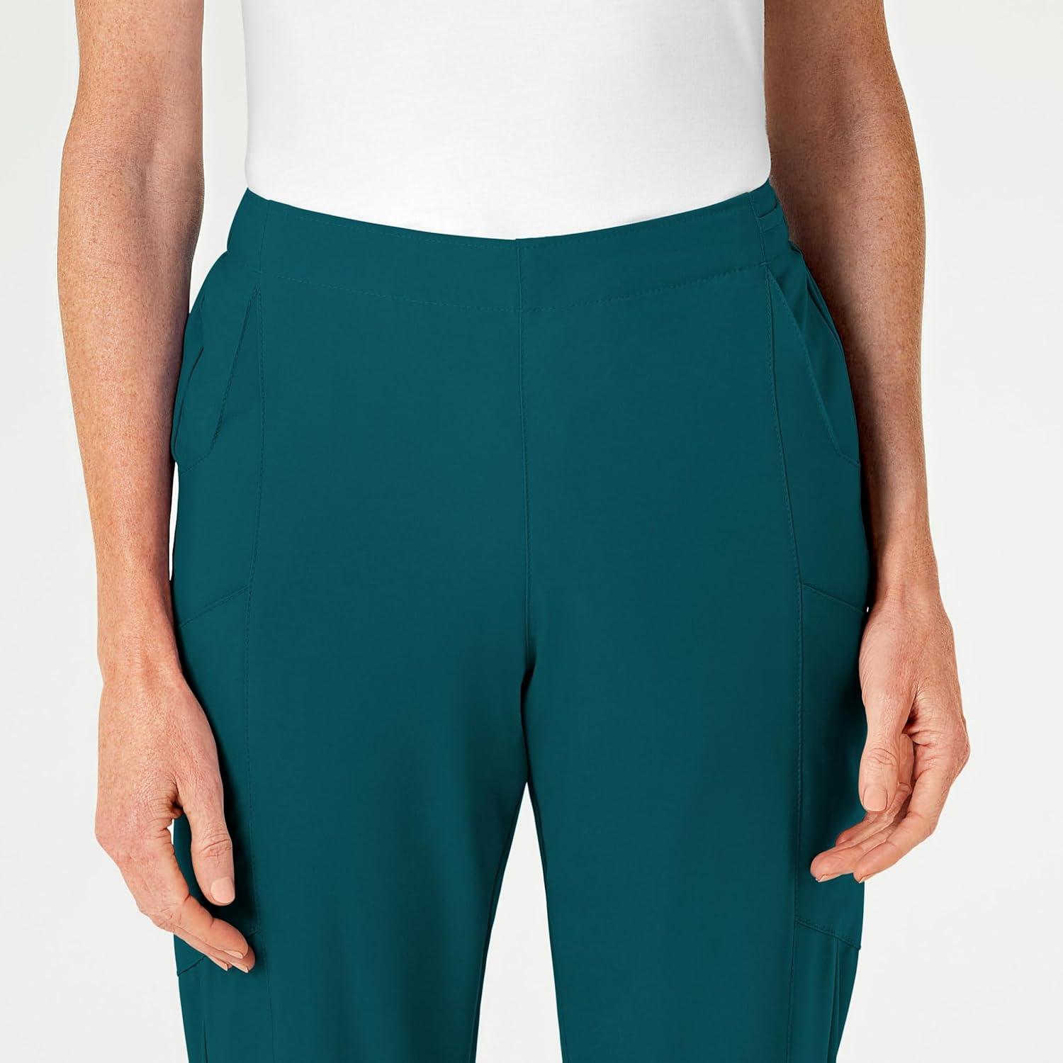 WonderWink womens Women’s Flat Front Cargo Scrub Pant(Caribbean Blue)