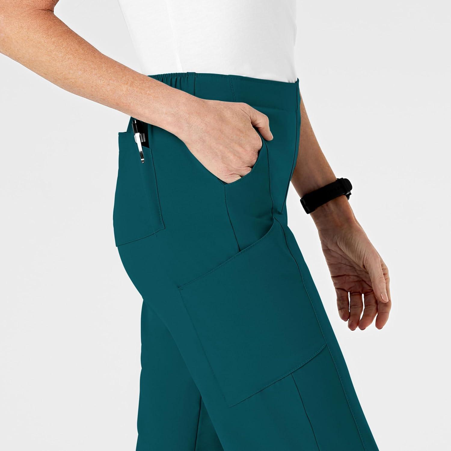 WonderWink womens Women’s Flat Front Cargo Scrub Pant(Caribbean Blue)
