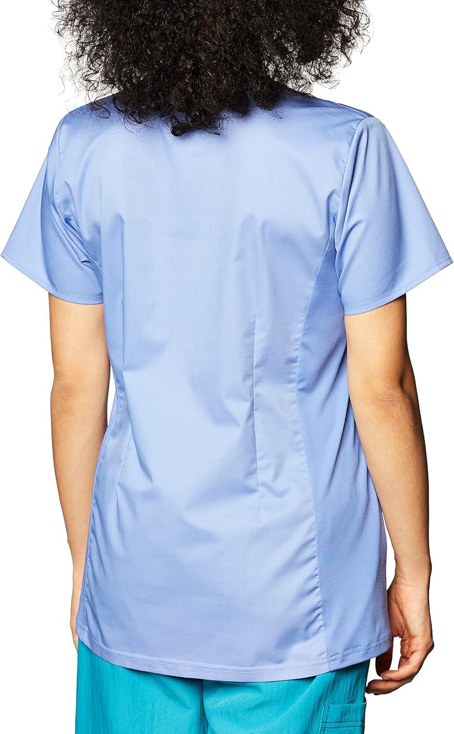 Wink WonderWORK Scrubs for Maternity Mock Wrap Scrub Tops(Ceil Blue)