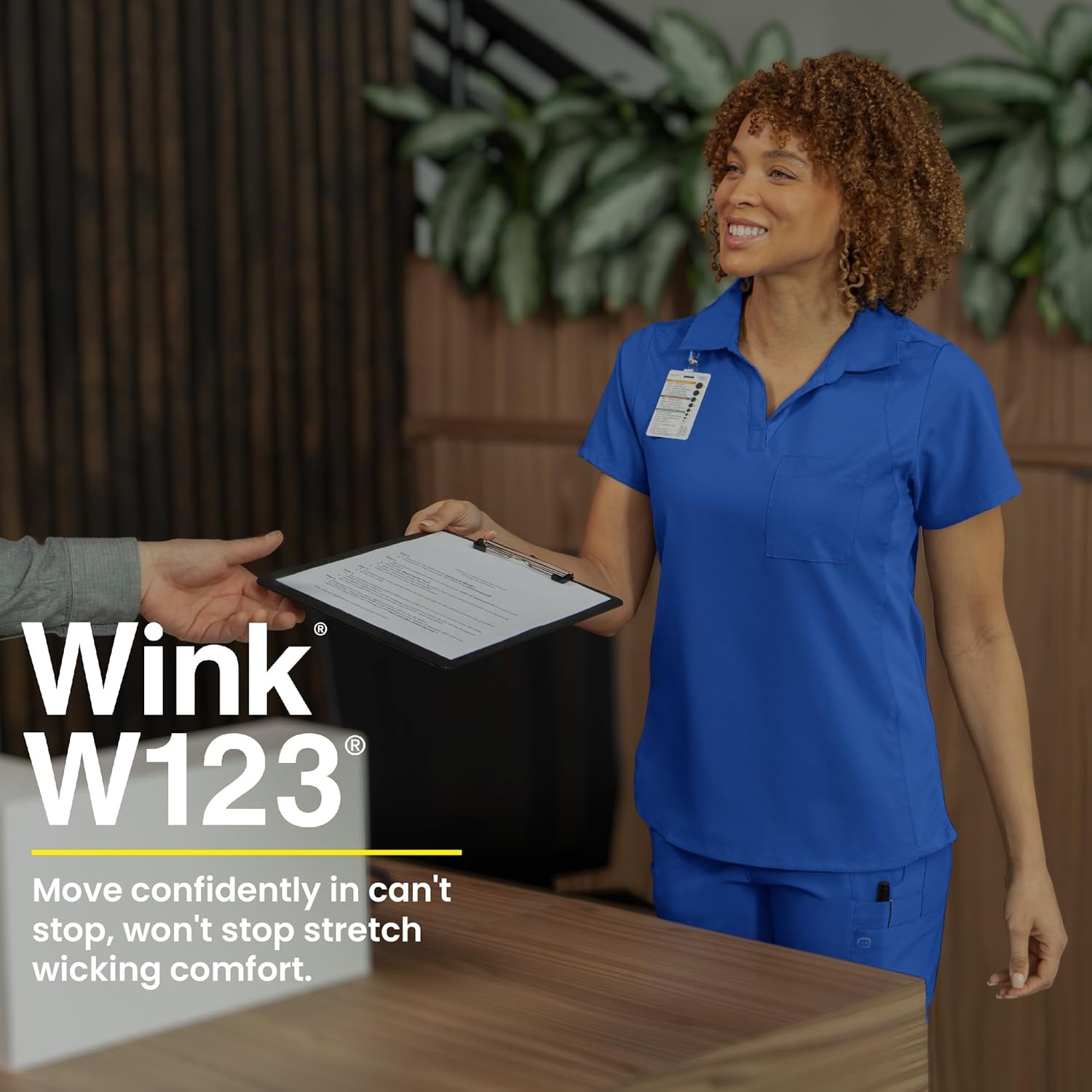 Wink W123 Women’s Collar Scrub Top(Navy)
