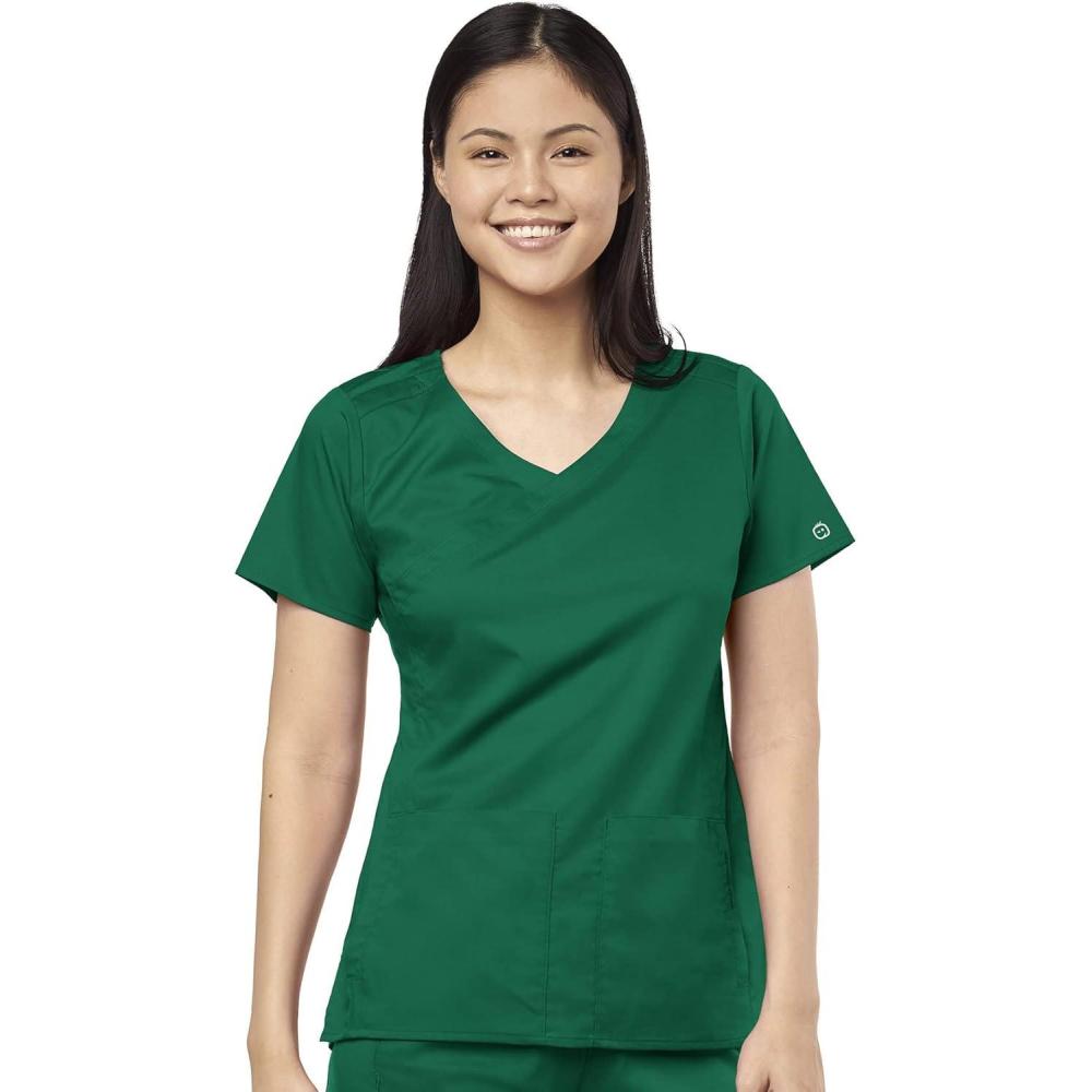 WonderWink Womens Women’s 4 Pocket Wrap Scrub Top(Hunter)