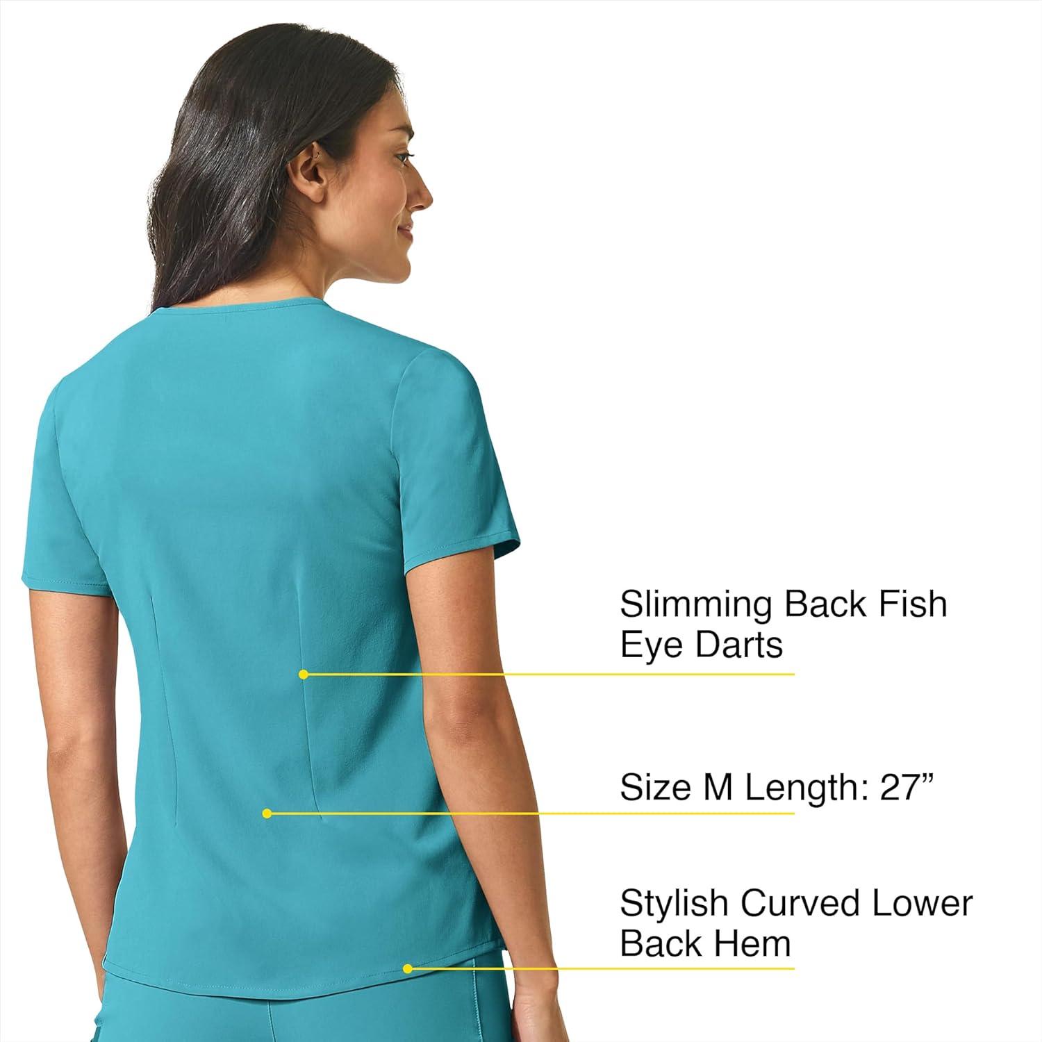 WonderWink Womens Mandarin Collar Tuck-in Top(Teal Blue)