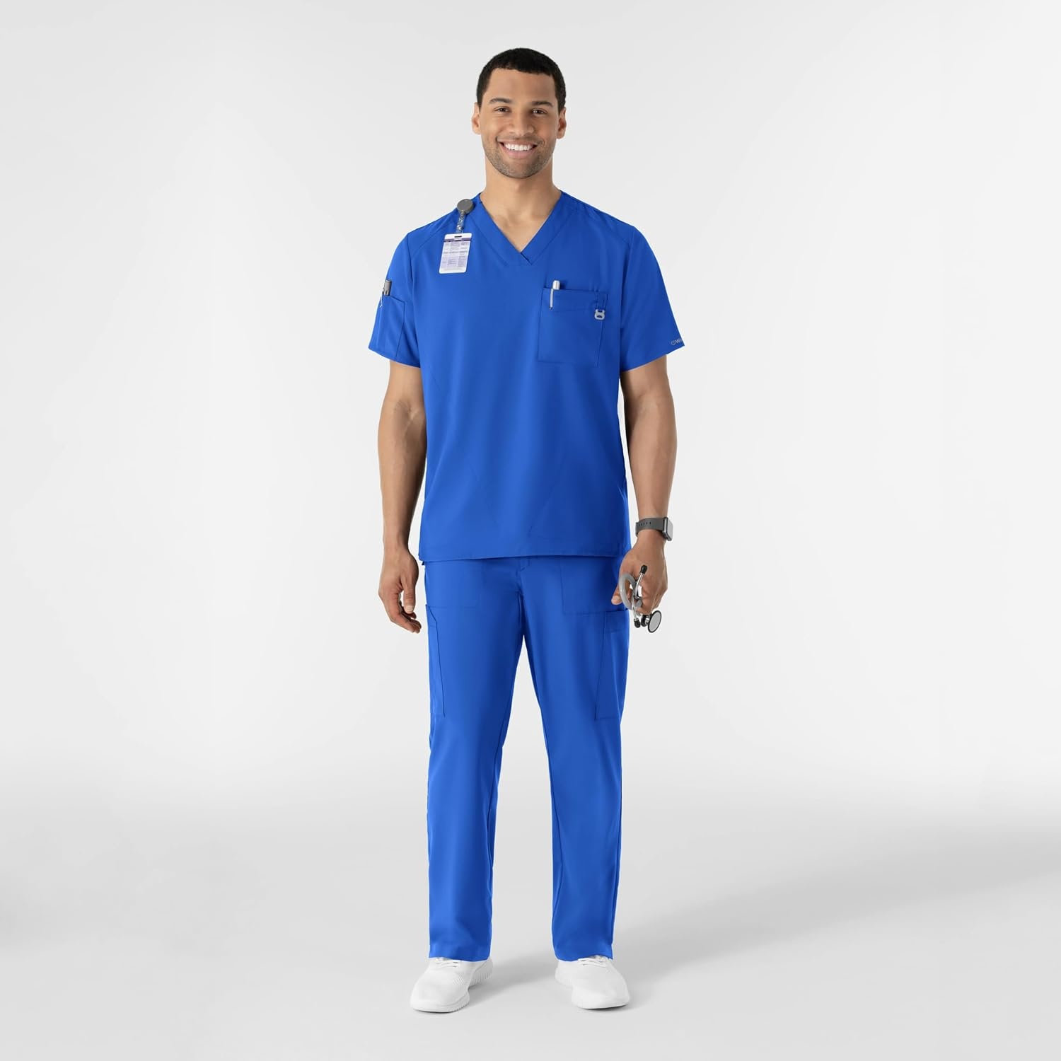 WINK W123 Men’s V-Neck Scrub Top(Royal)