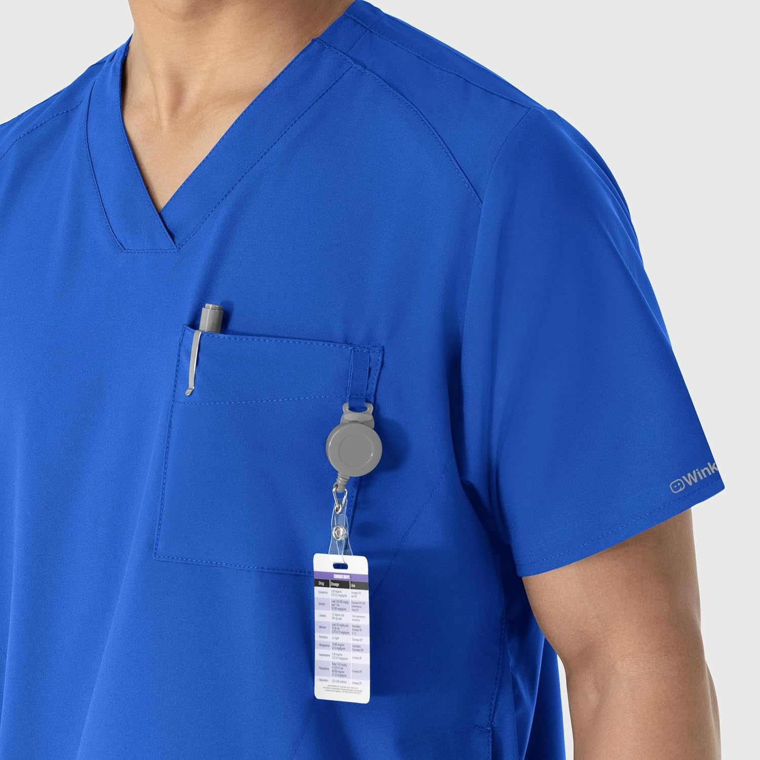 WINK W123 Men’s V-Neck Scrub Top(Royal)
