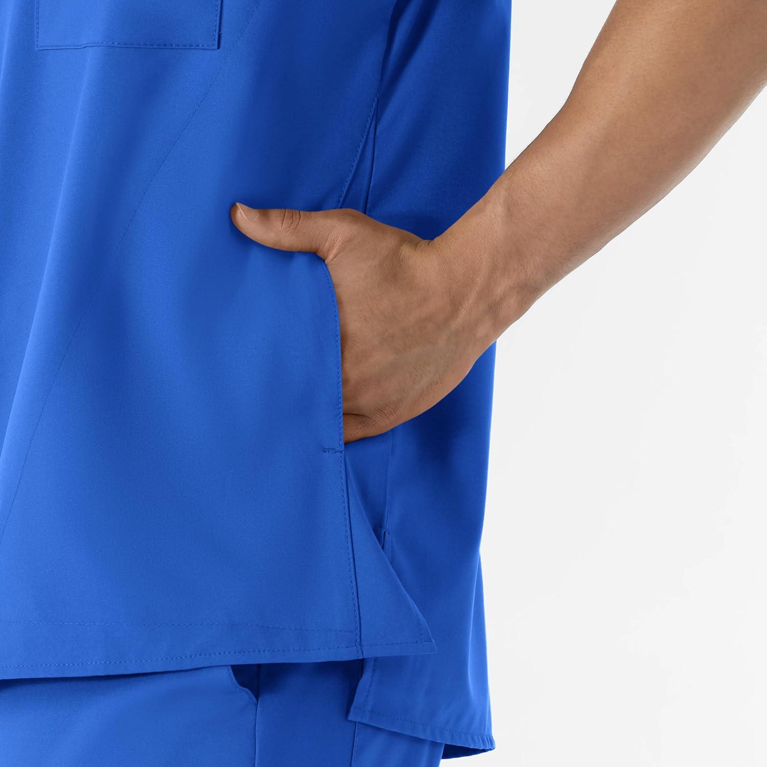 WINK Scrubs for Men, W123, V-Neck Tops with 6 Pockets(Royal)