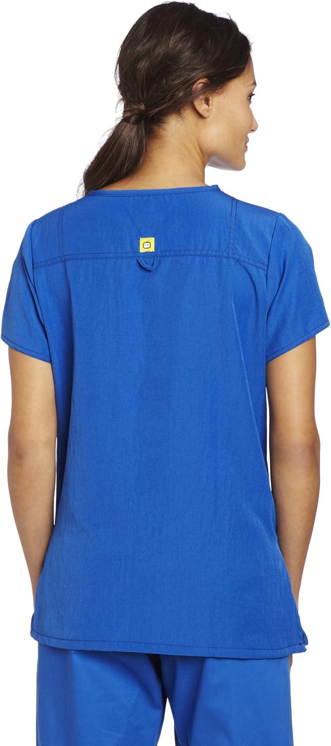 WonderWink Women’s Four Stretch Sporty V-Neck Scrub Top – XS-3XL, 3 Pockets, Eye Protection, Meets ANSI Z87.1(Pack of 1)(Royal)