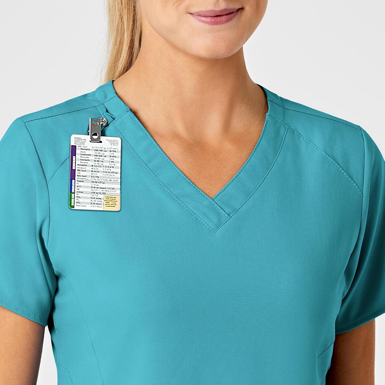 Wink Scrubs for Women, W123, Stylized V-Neck Tops with 5 Pockets(Teal Blue)