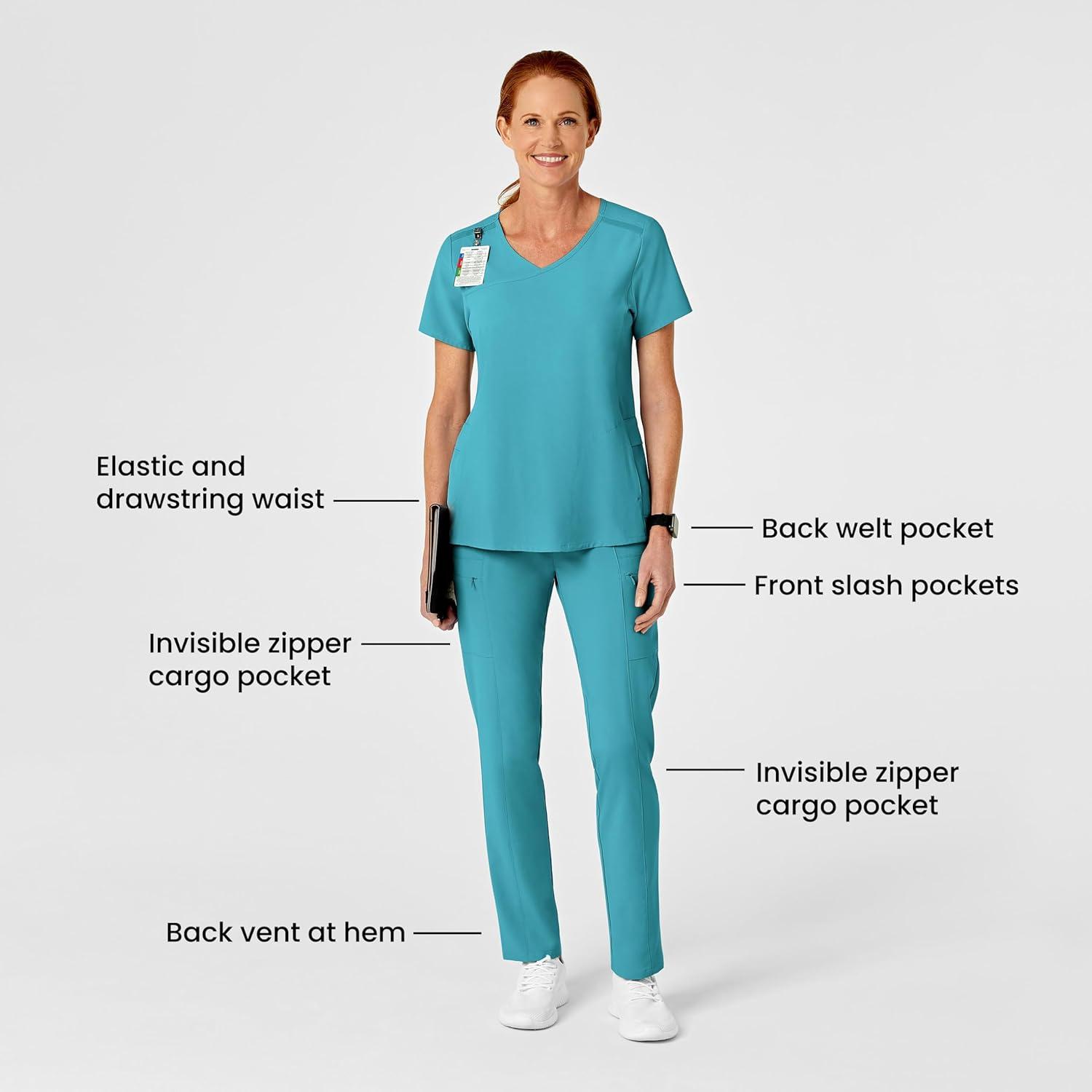 Renew Women’s High Waist Slim Leg Scrub Pant(Teal Blue)