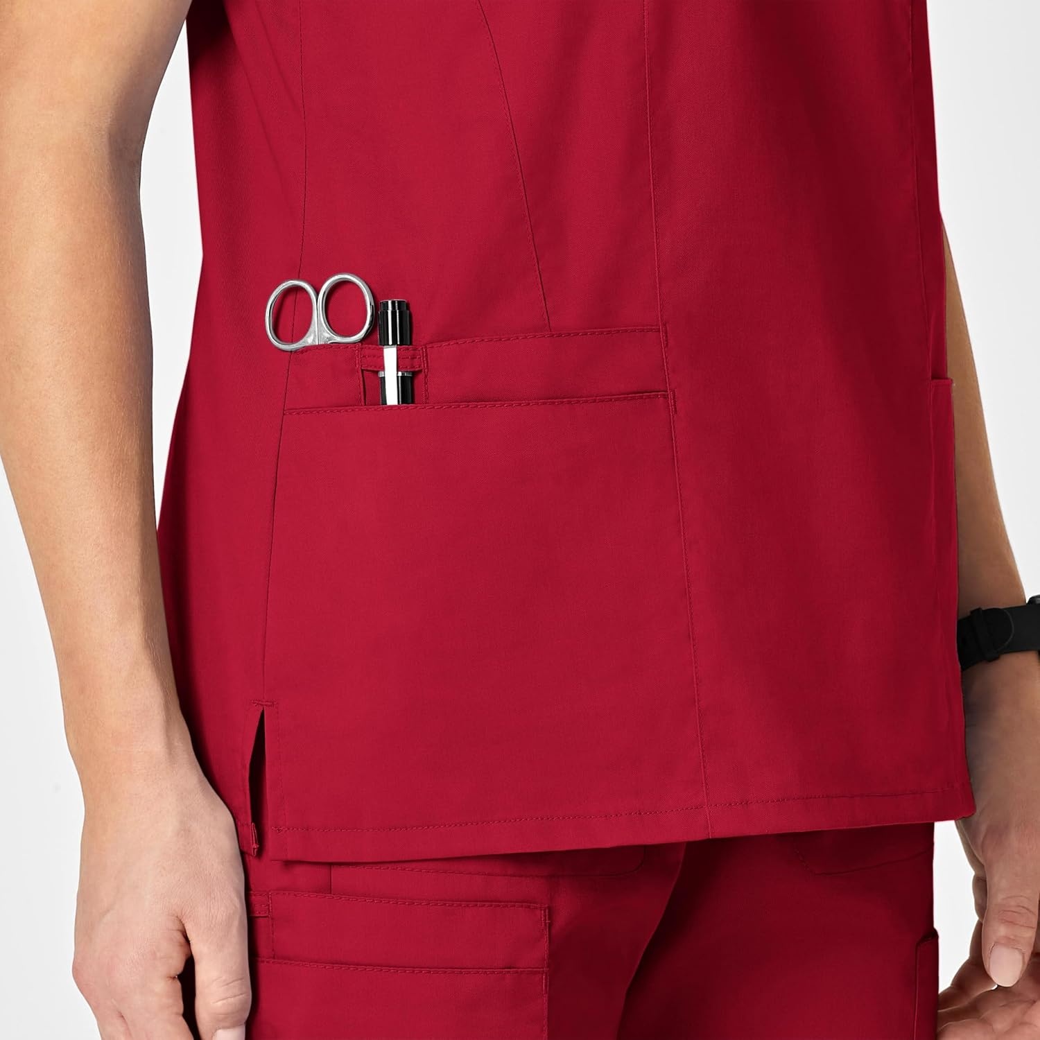 WINK WonderWORK Women’s V-Neck Scrub Top(Red)