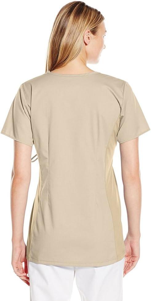 Wink WonderWORK Scrubs for Maternity Mock Wrap Scrub Tops(Khaki)