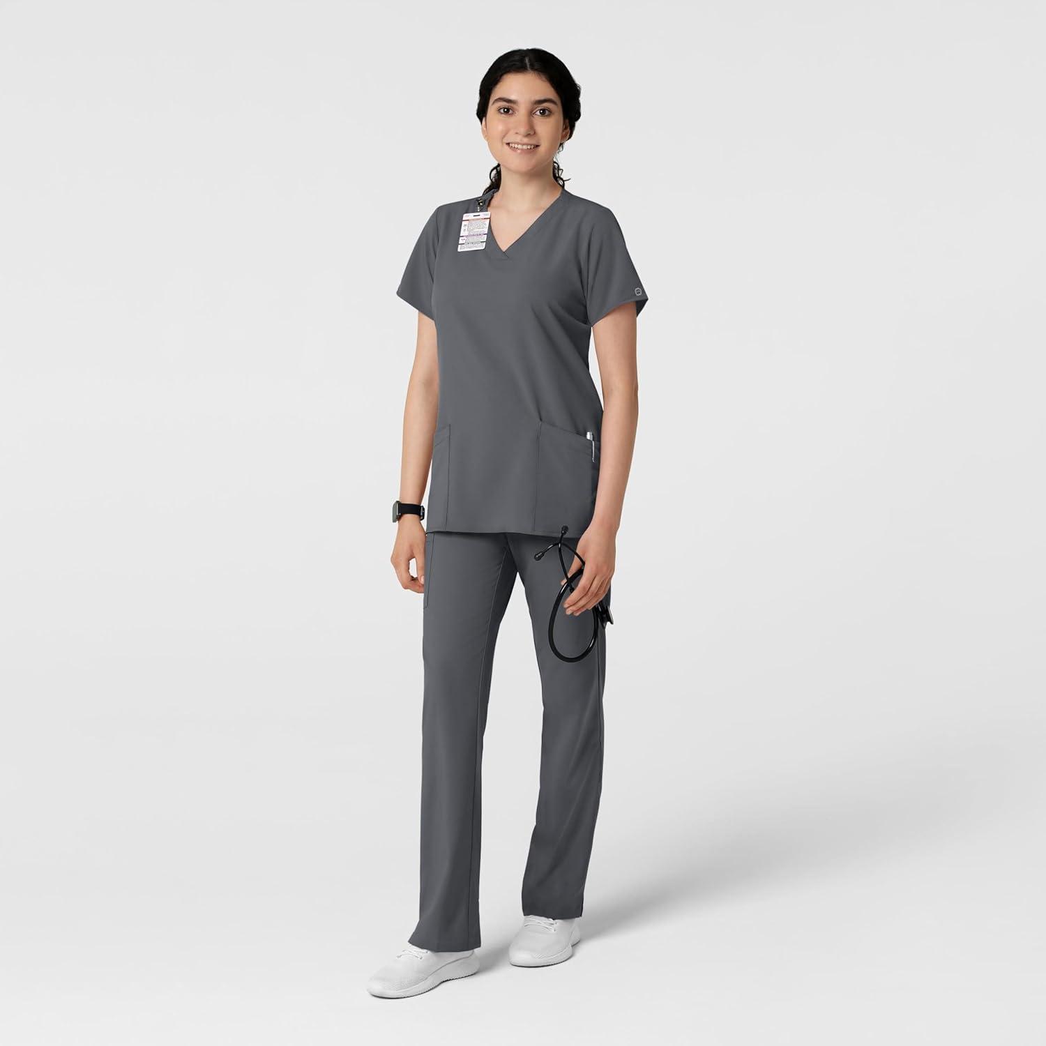 Wink Scrubs for Women, W123, Classic V-Neck Tops with 2 Pockets(Pewter)