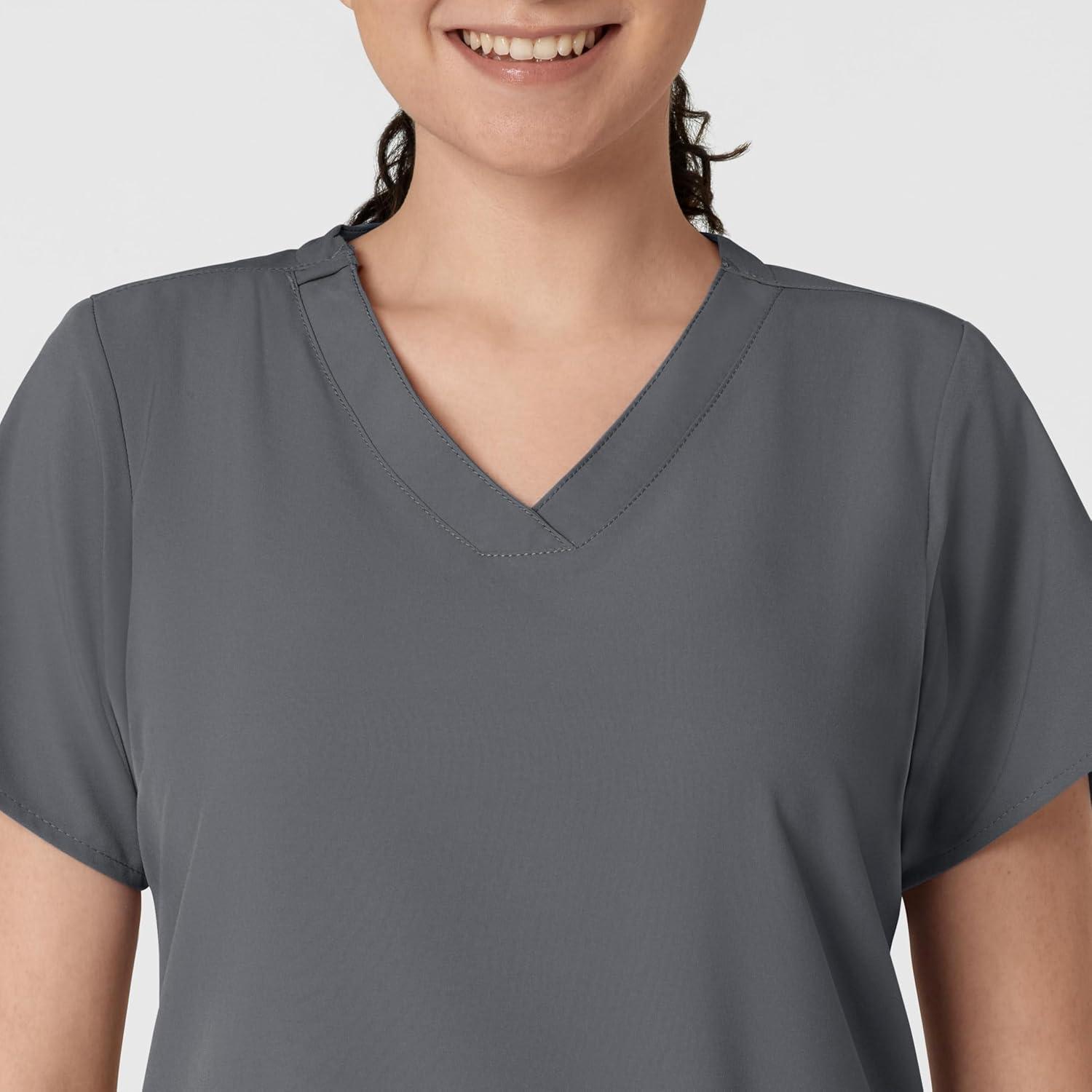 Wink Scrubs for Women, W123, Classic V-Neck Tops with 2 Pockets(Pewter)