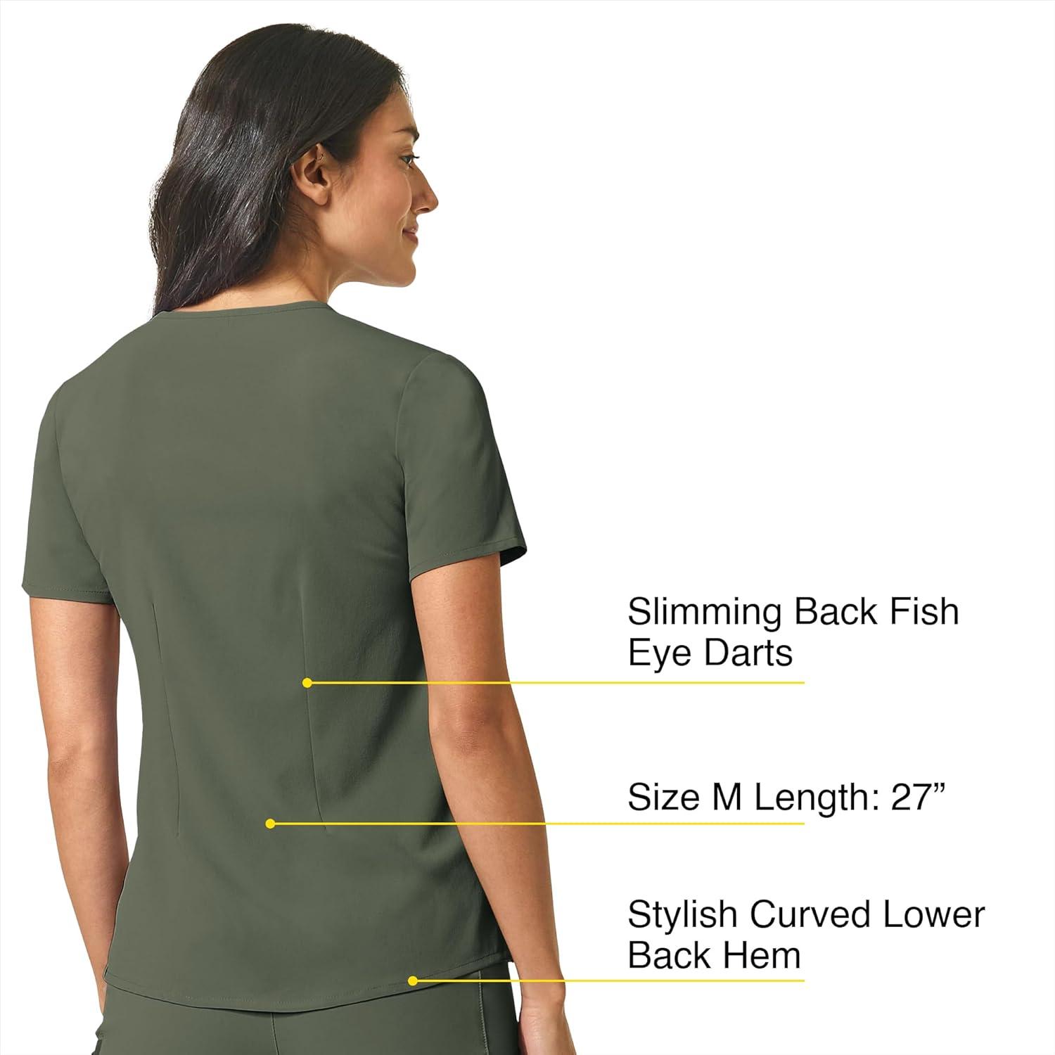 WonderWink Womens Mandarin Collar Tuck-in Top(Olive)