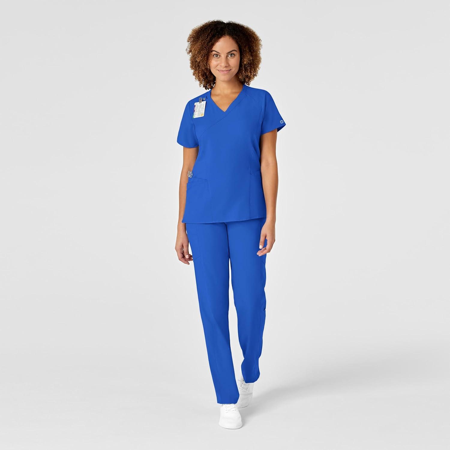 WonderWink Womens Women’s Mock Wrap Scrub Top(Royal)