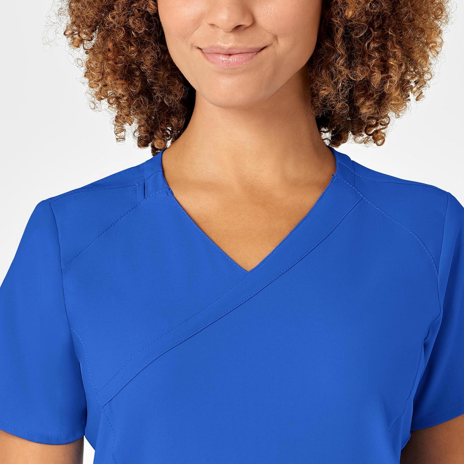 WonderWink Womens Women’s Mock Wrap Scrub Top(Royal)