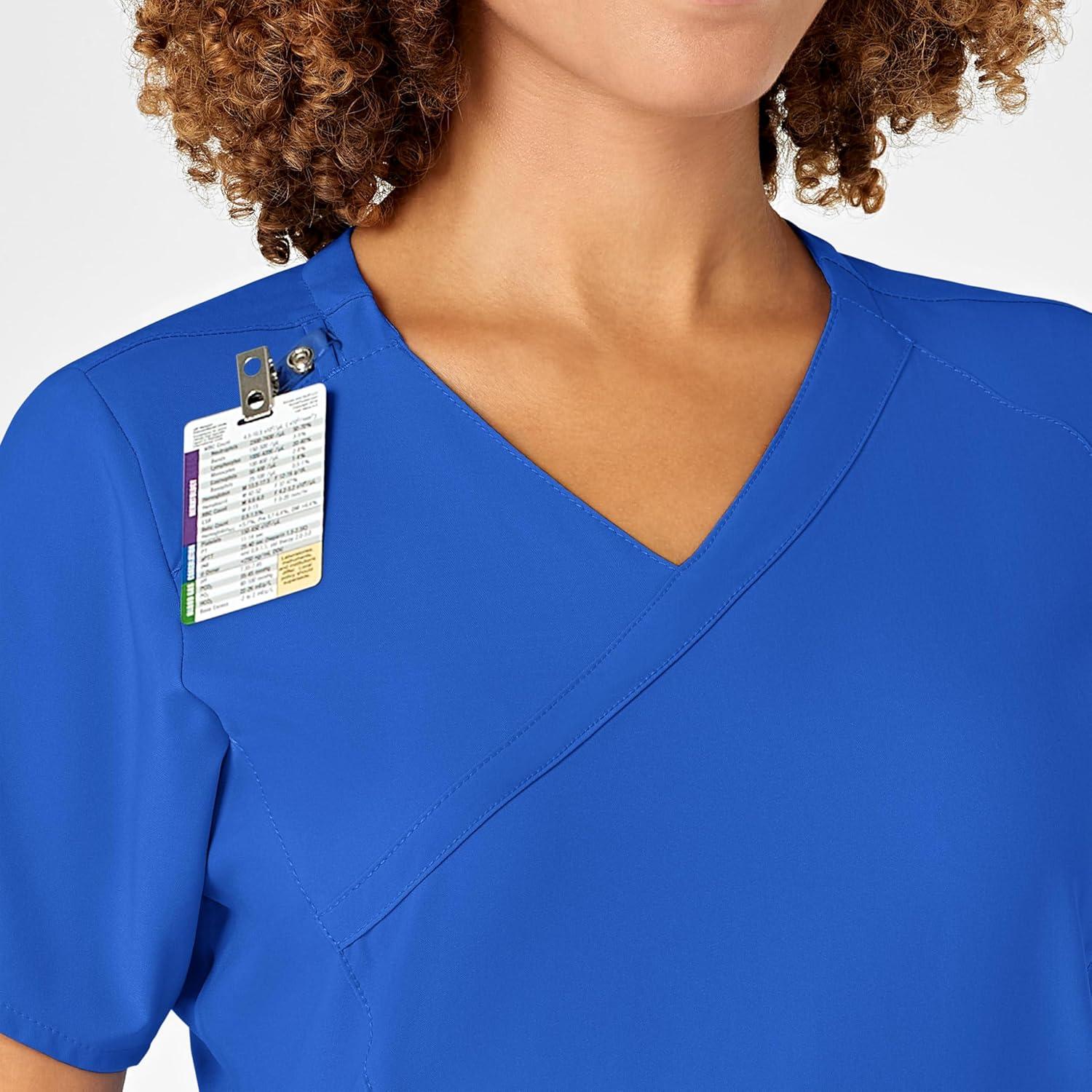 WonderWink Womens Women’s Mock Wrap Scrub Top(Royal)