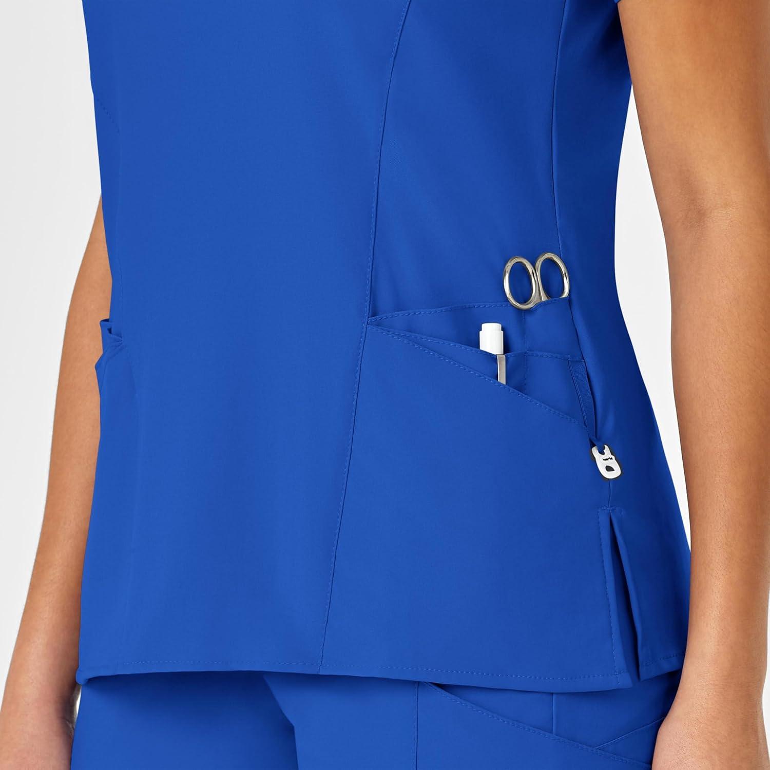 WonderWink Womens Women’s Mock Wrap Scrub Top(Royal)