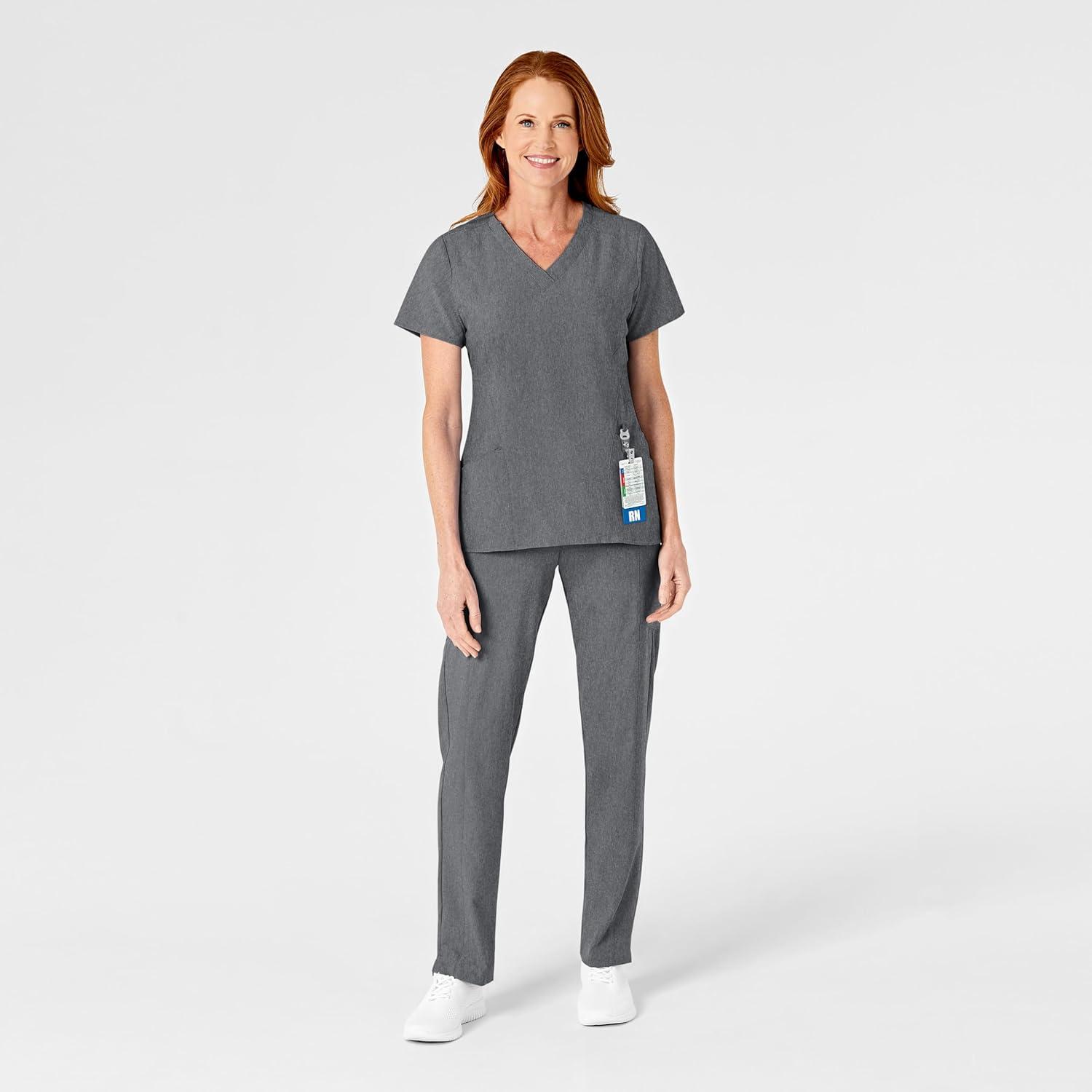 WonderWink womens Women’s Flat Front Cargo Scrub Pant(Charcoal Heather)