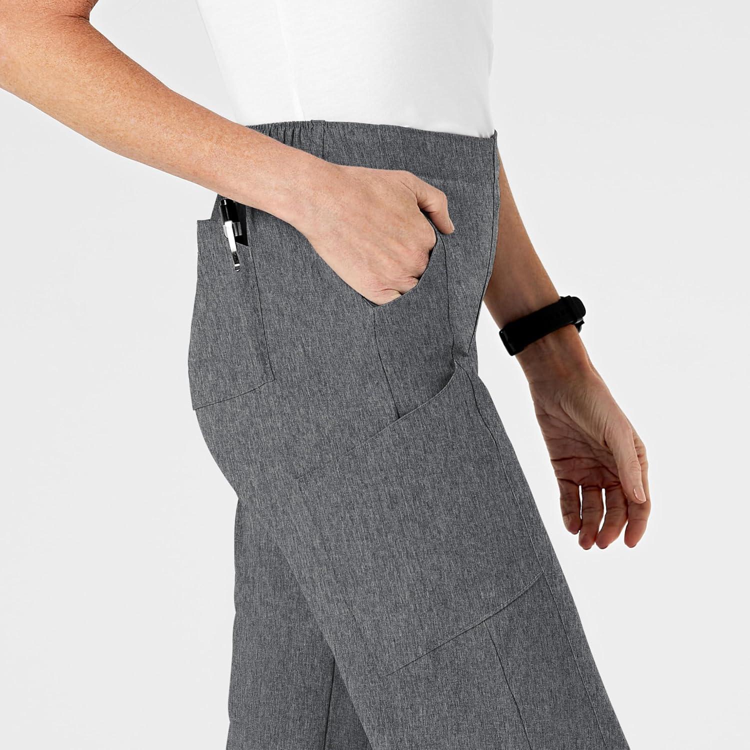 WonderWink womens Women’s Flat Front Cargo Scrub Pant(Charcoal Heather)