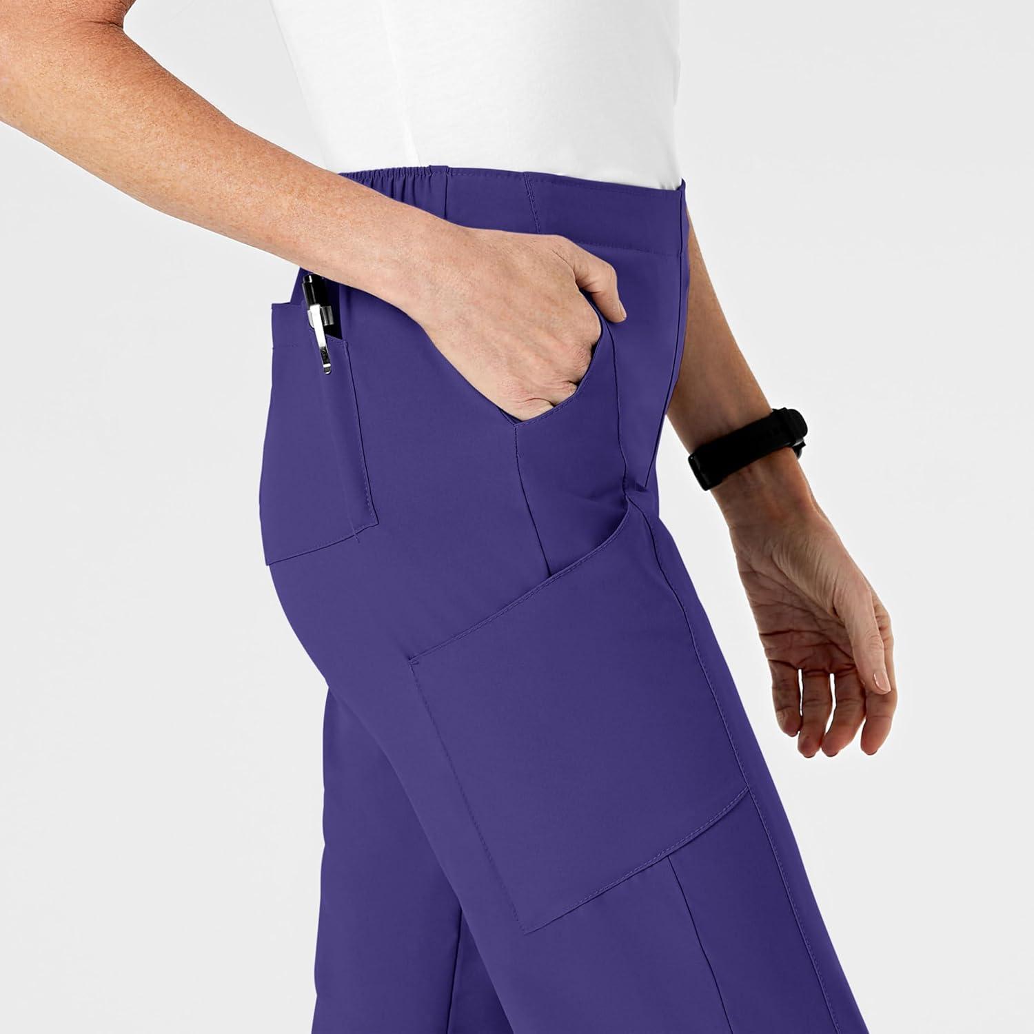WonderWink womens Women’s Flat Front Cargo Scrub Pant(Grape)