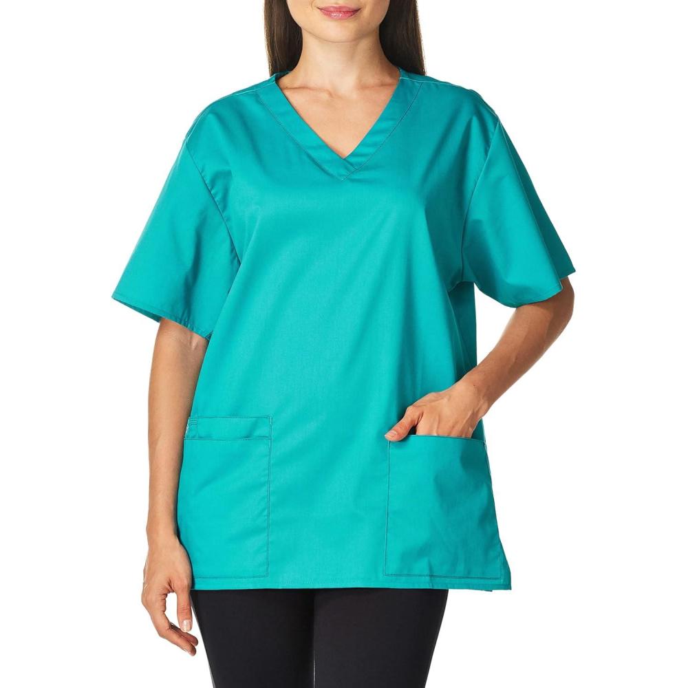 WonderWink Unisex-Adult Unisex V-Neck Top(Teal)
