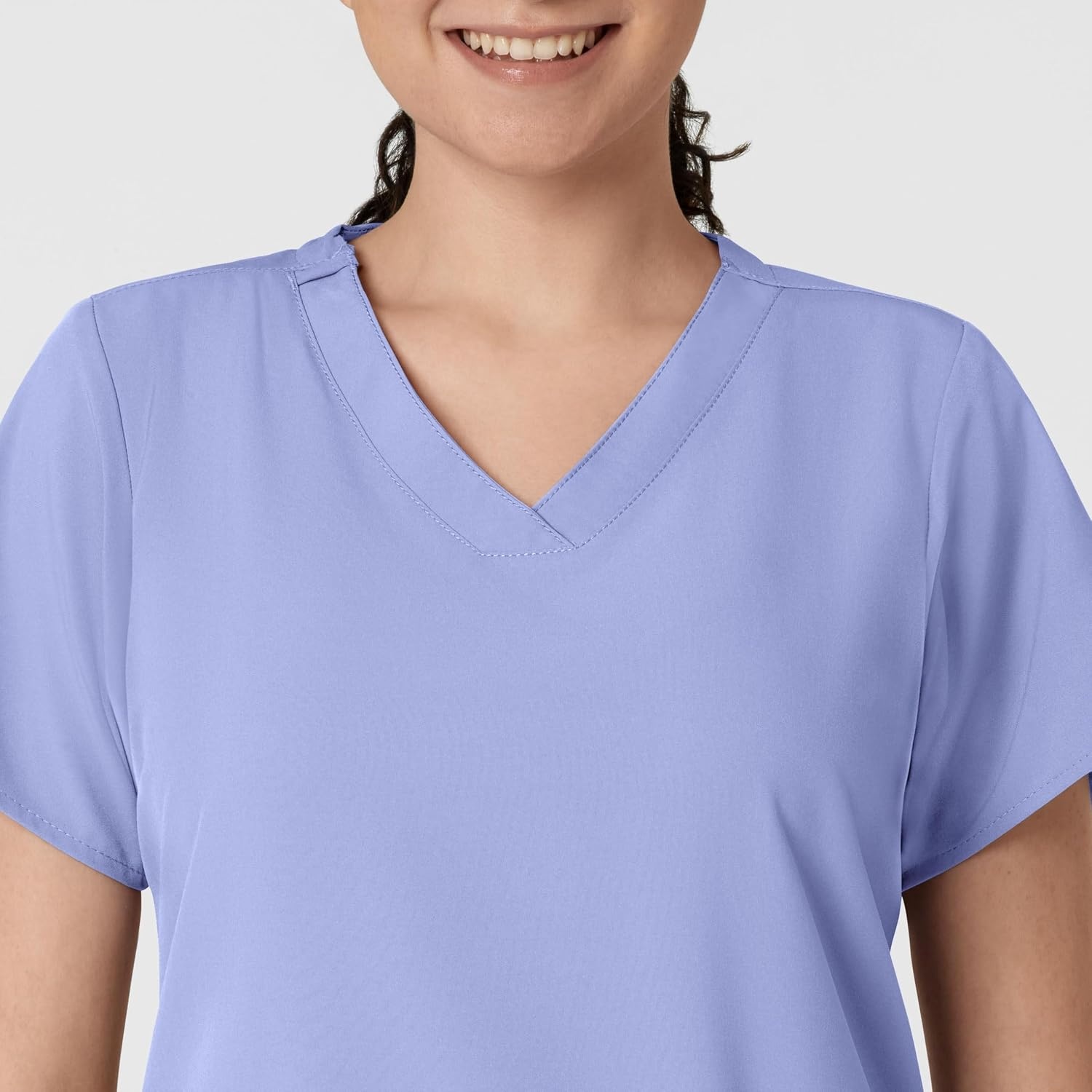 WINK W123 Women’s Basic V-Neck Scrub Top(Ceil Blue)