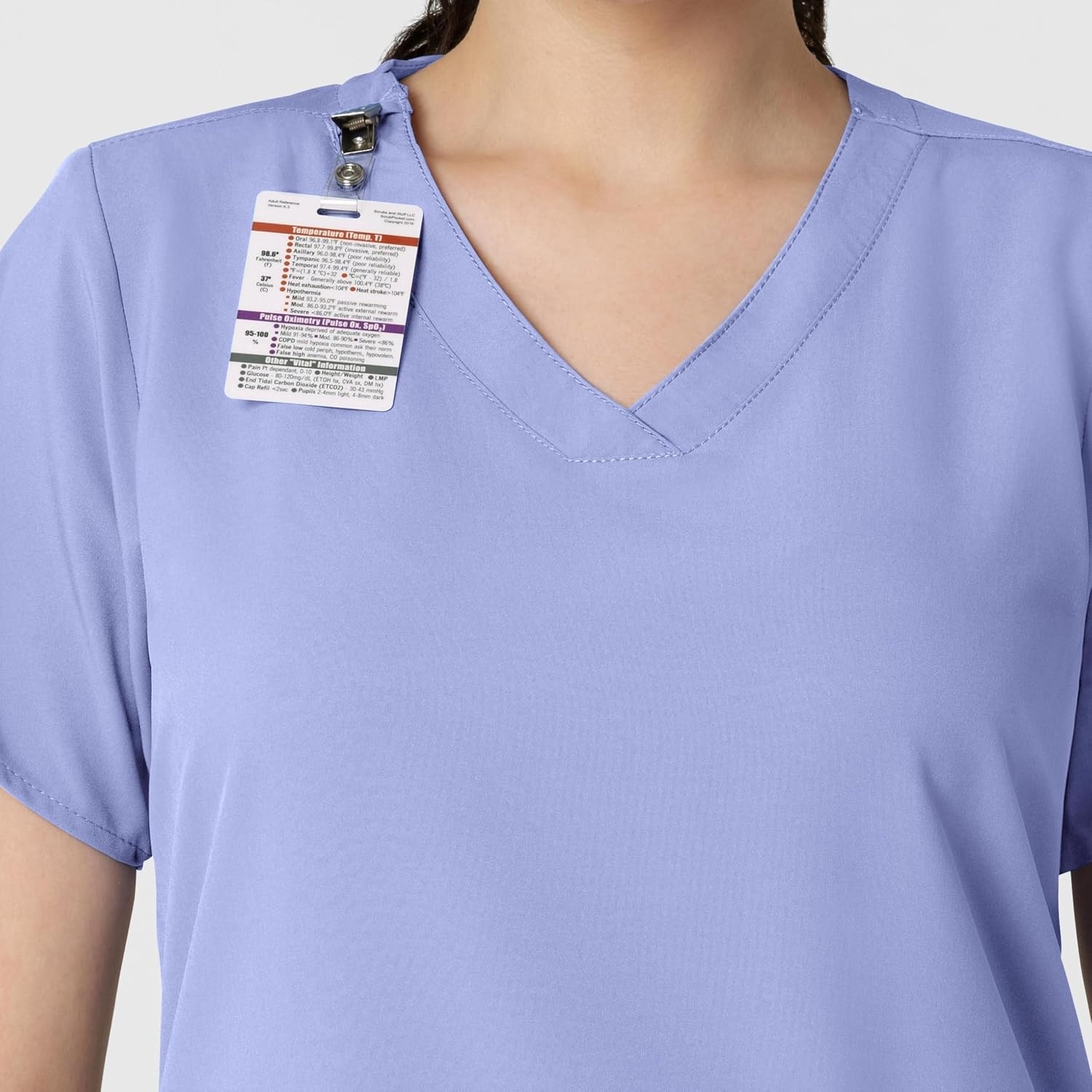 WINK W123 Women’s Basic V-Neck Scrub Top(Ceil Blue)