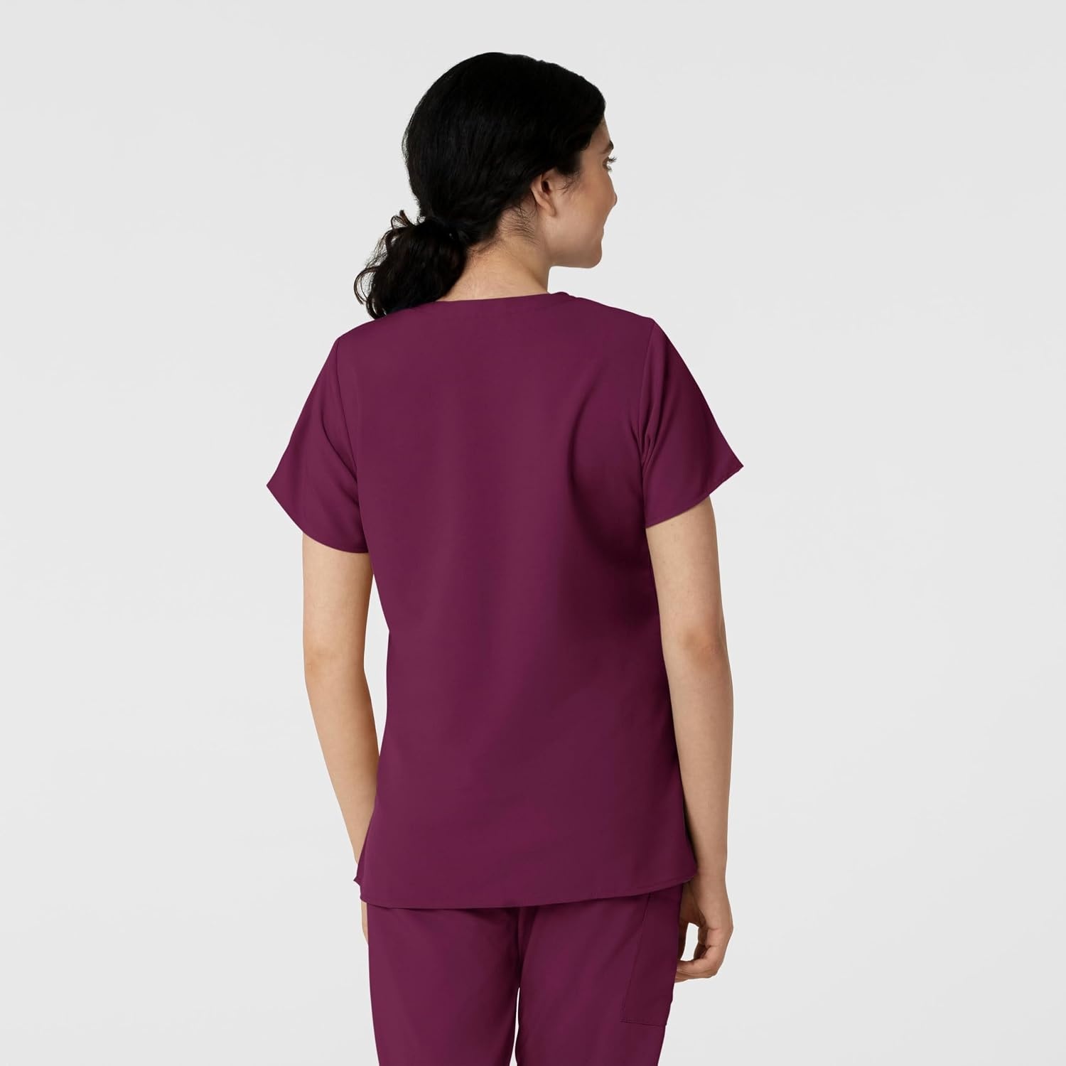 WINK W123 Women’s Basic V-Neck Scrub Top(Wine)