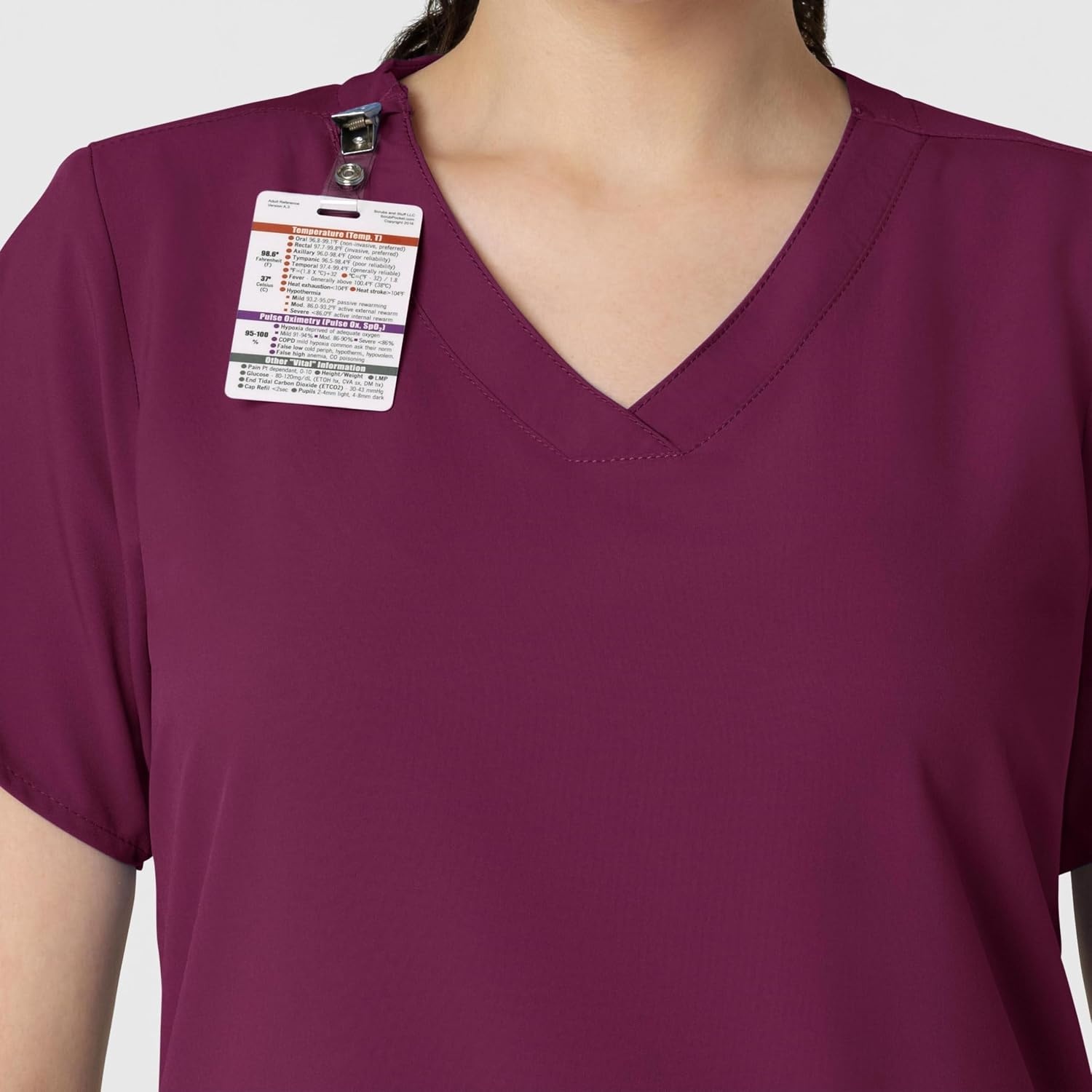 WINK W123 Women’s Basic V-Neck Scrub Top(Wine)