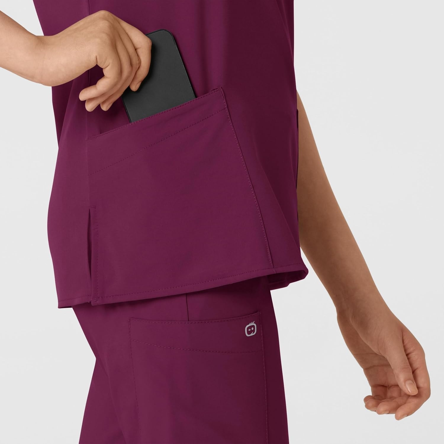 WINK W123 Women’s Basic V-Neck Scrub Top(Wine)