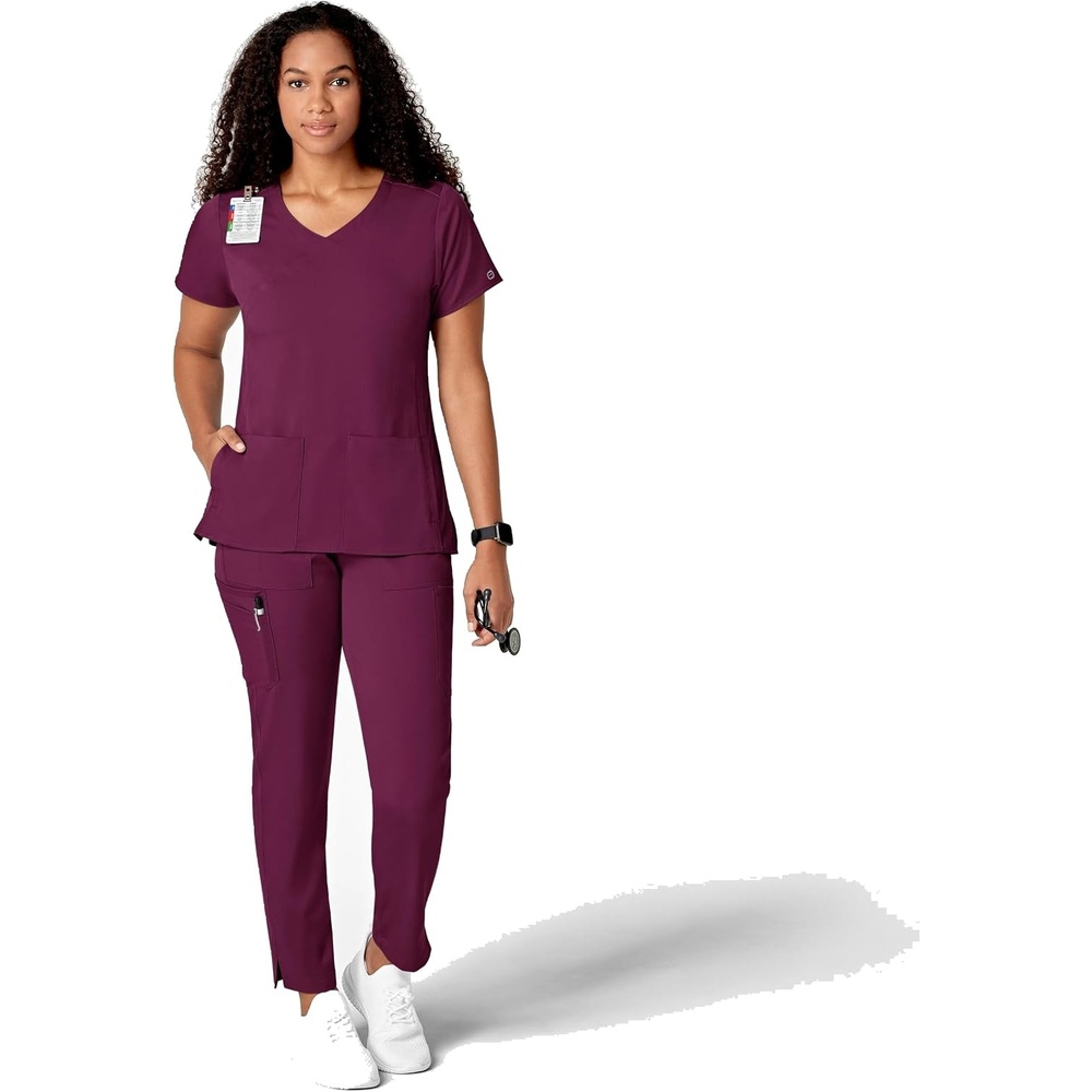 Wink PRO Women’s Slim Leg Cargo Scrub Pant(Wine)