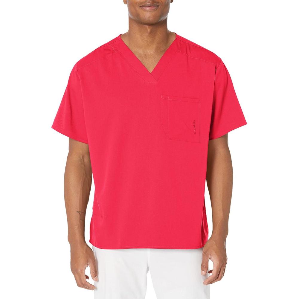 WonderWink Mens Men’s V-Neck Scrub Top(Red)