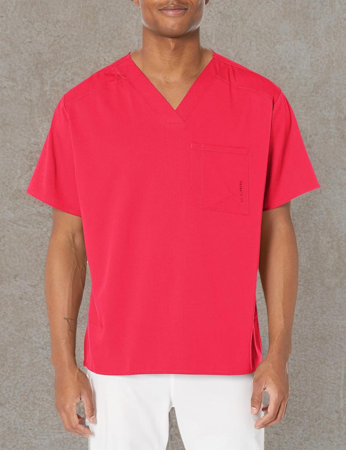 WonderWink Mens Men’s V-Neck Scrub Top(Red)