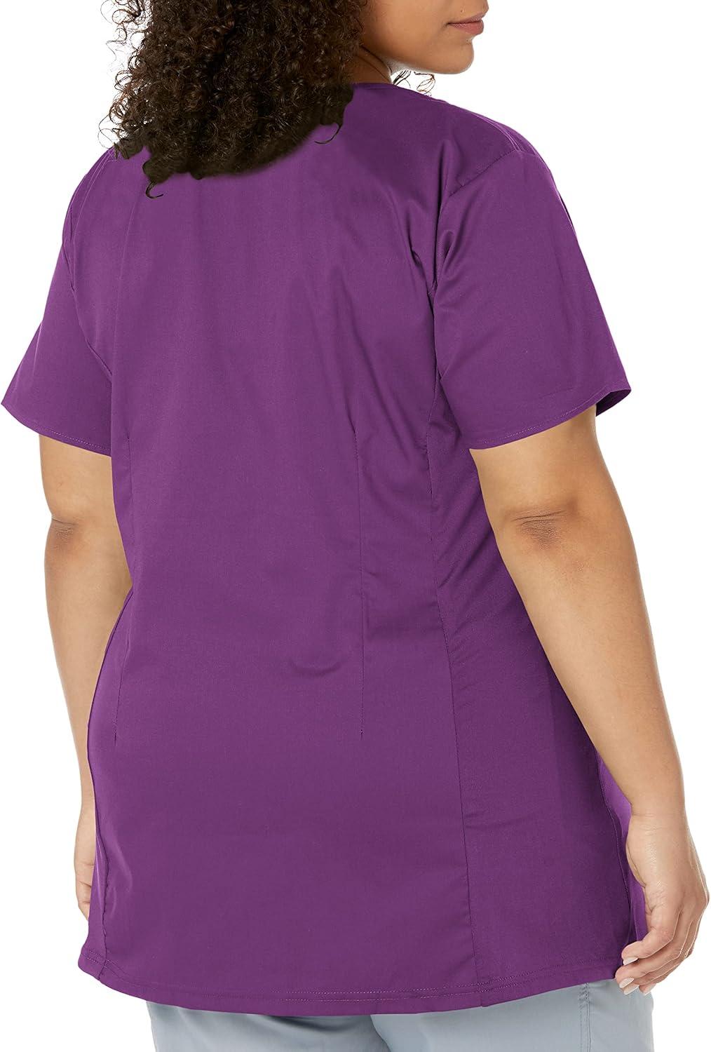 Wink WonderWORK Scrubs for Maternity Mock Wrap Scrub Tops(Eggplant)