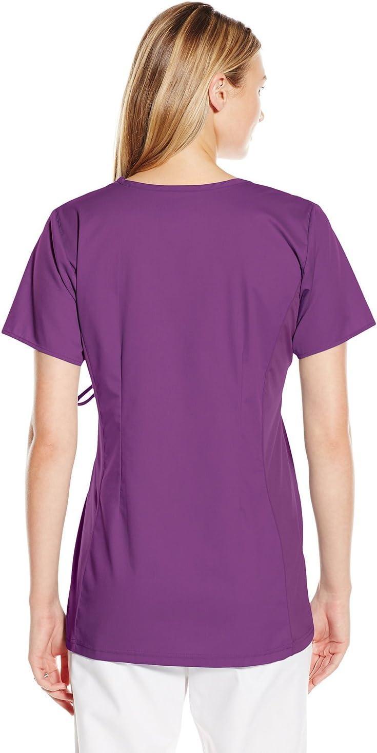 Wink WonderWORK Scrubs for Maternity Mock Wrap Scrub Tops(Eggplant)